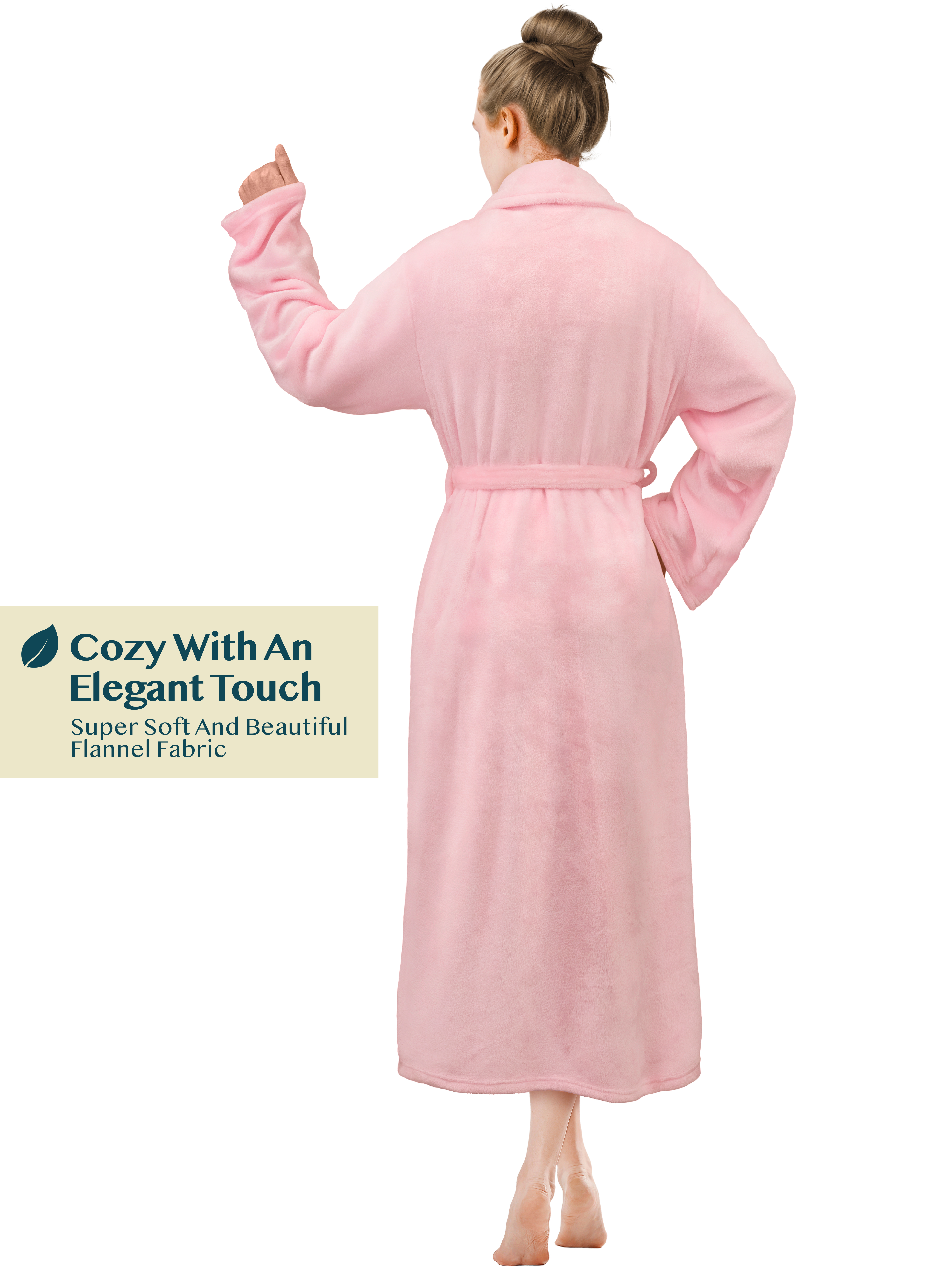 Womens Robe Fleece Bathrobe Long Warm Spa Bath Robe Shower Lightweight Plus Size - Picture 24 of 50