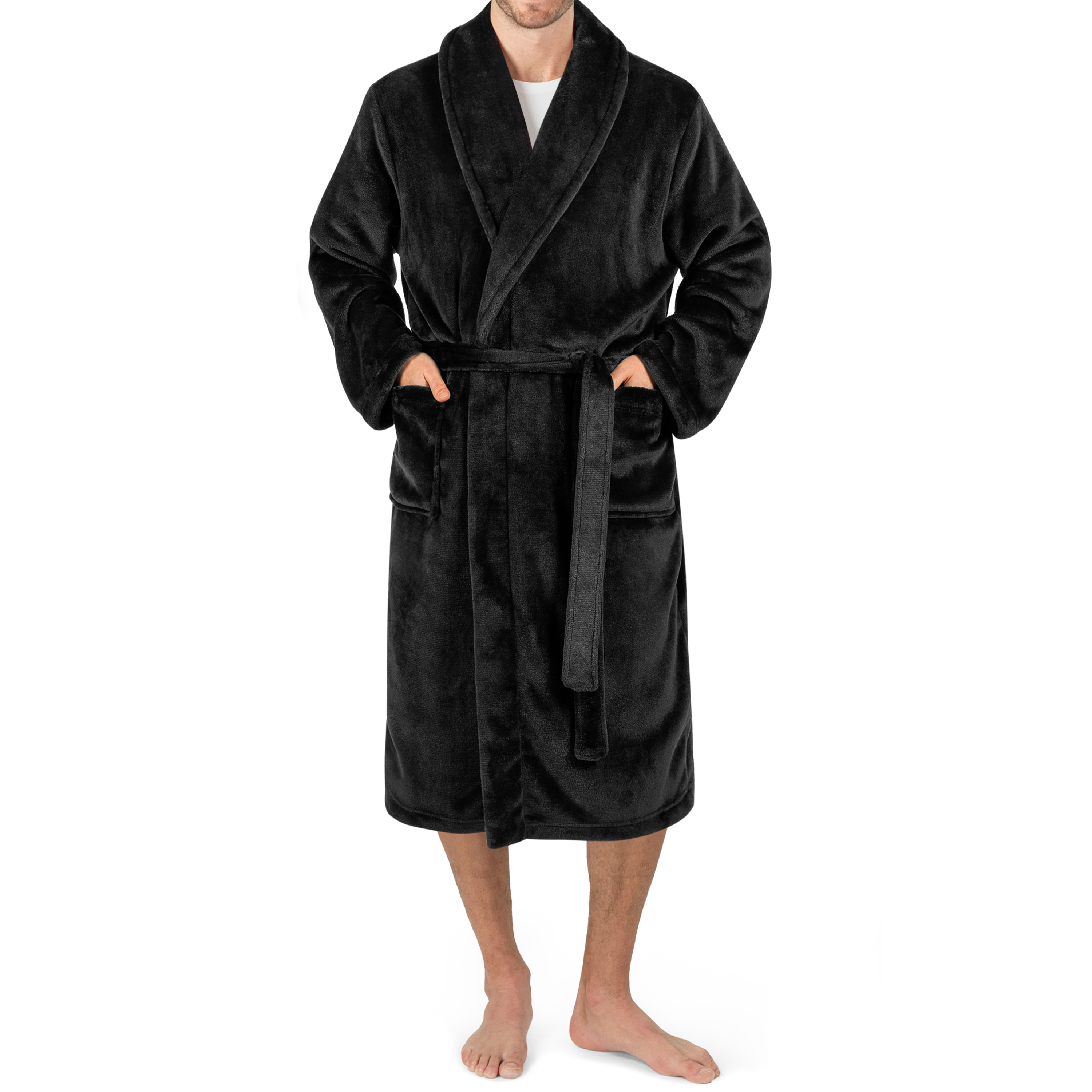 Leichter Herren Morgenmantel Mikrofaser Fleece Bademantel Lang Weich Spa Männer Bademantel - Bild 3 von 27