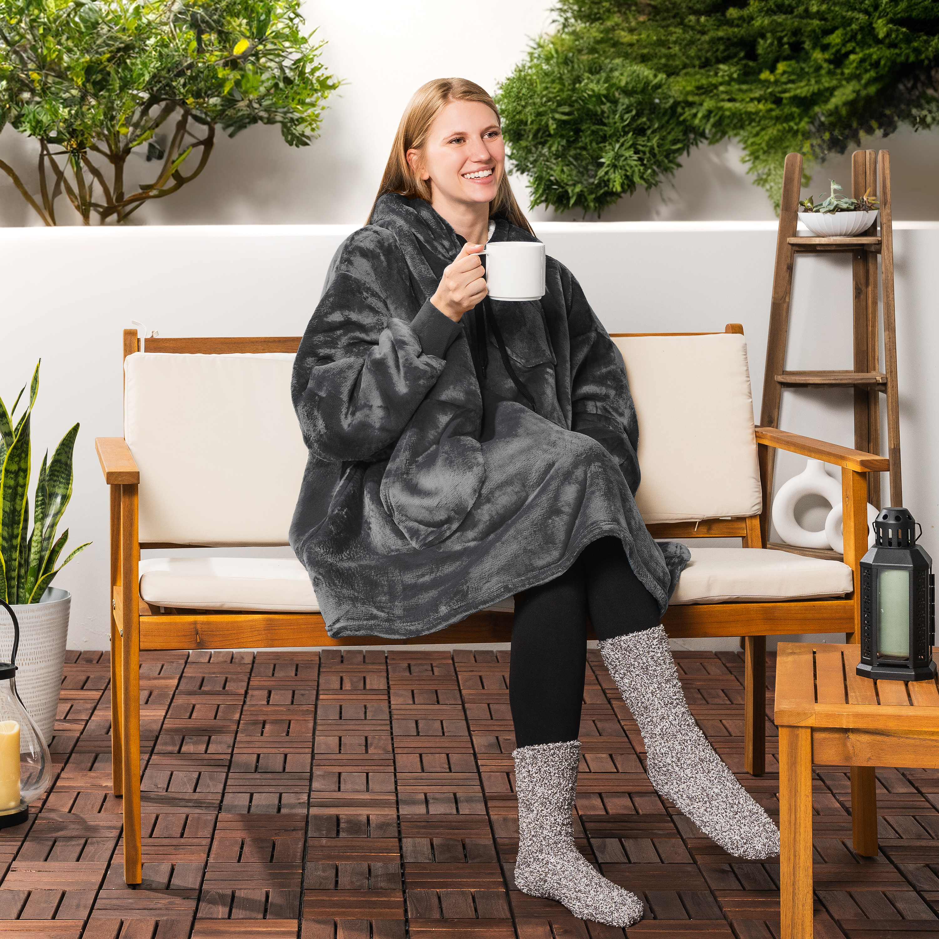 Manta Sudadera Sherpa Forro Felpa Suave Cómoda Vellón Gran Tamaño Sudadera con Capucha Bolsillo - Imagen 49 de 118