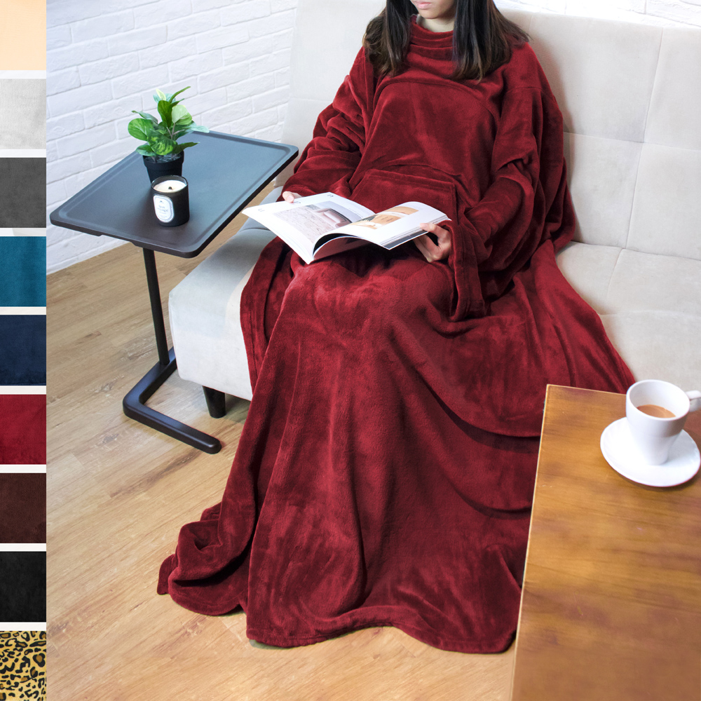 Fleece Wearable TV Blanket with Sleeves Front Pocket Robe Warn Soft Blanket Gift - Picture 69 of 168