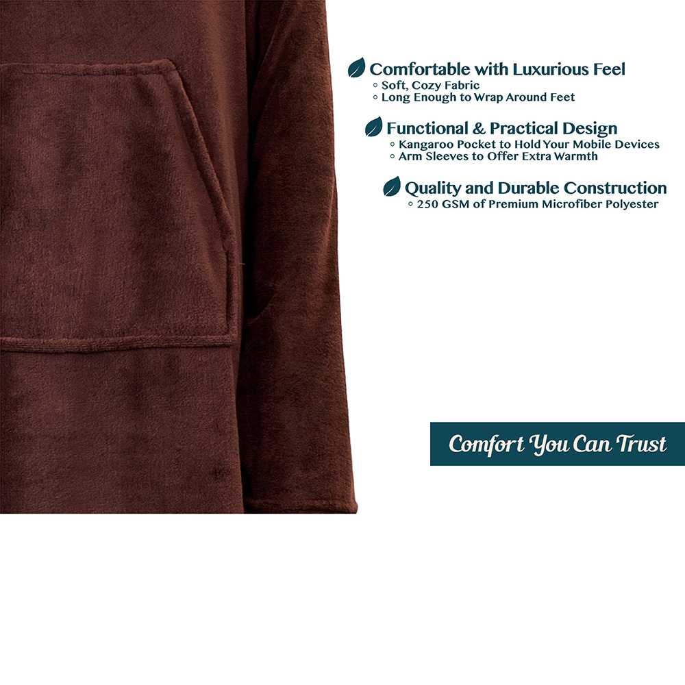 Fleece Wearable TV Blanket with Sleeves Front Pocket Robe Warn Soft Blanket Gift - Picture 15 of 168
