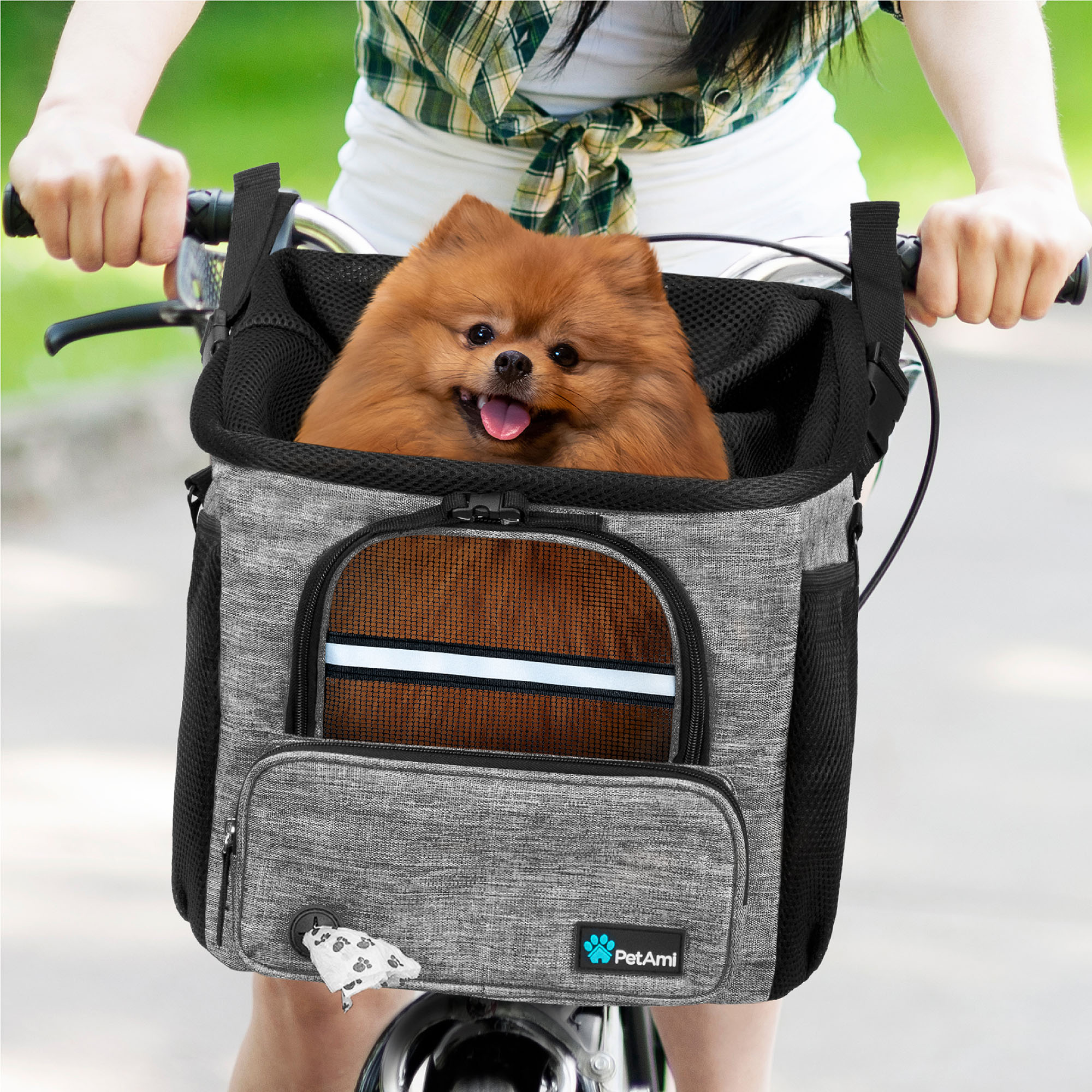 Dog Bike Basket Carrier for Handlebar Pet Bicycle Bag Puppy Cat Soft Safety Mesh - Picture 21 of 44