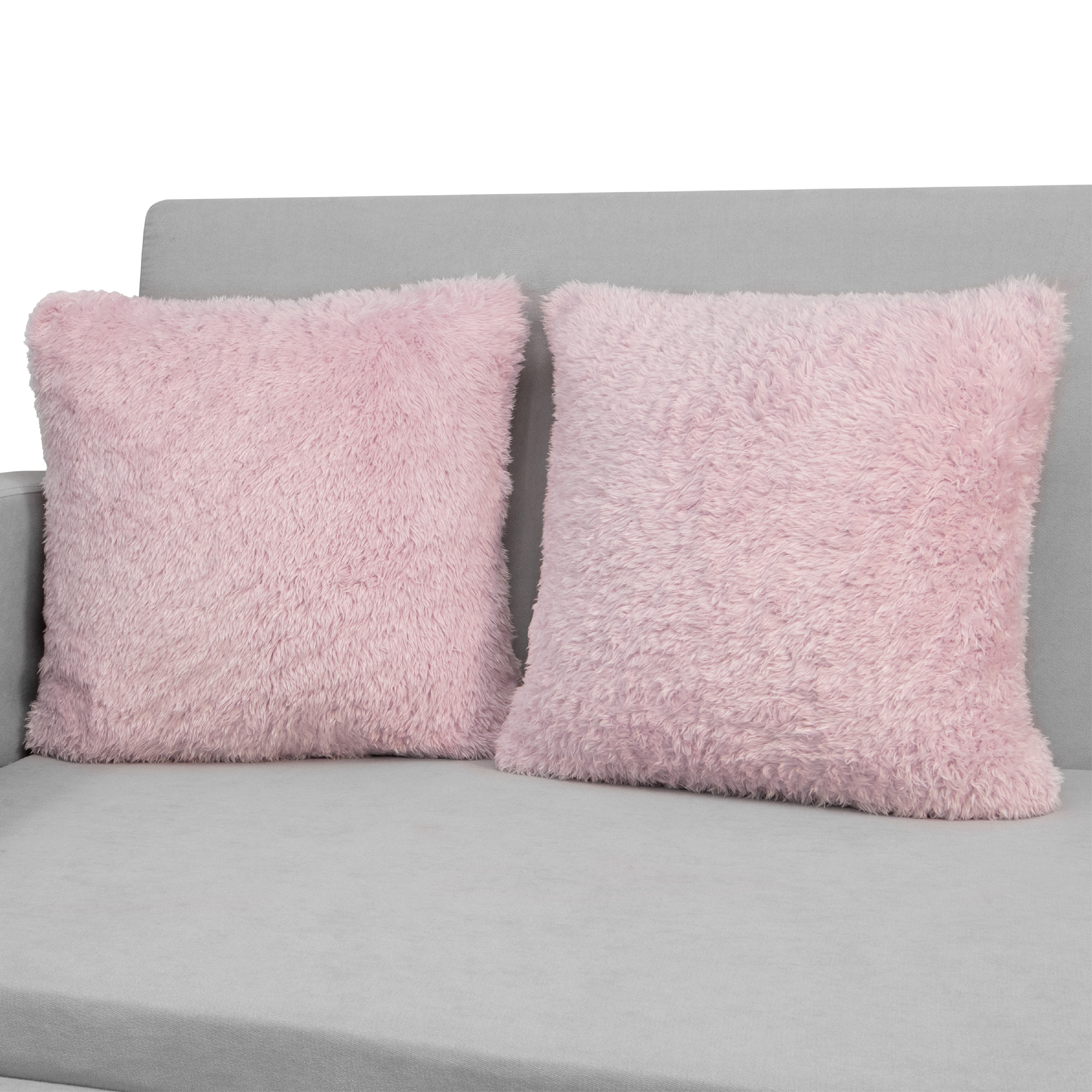 Throw Pillow Covers Set of 2 Sofa Decor Fuzzy Cushion Cases 2 Sizes with Zipper