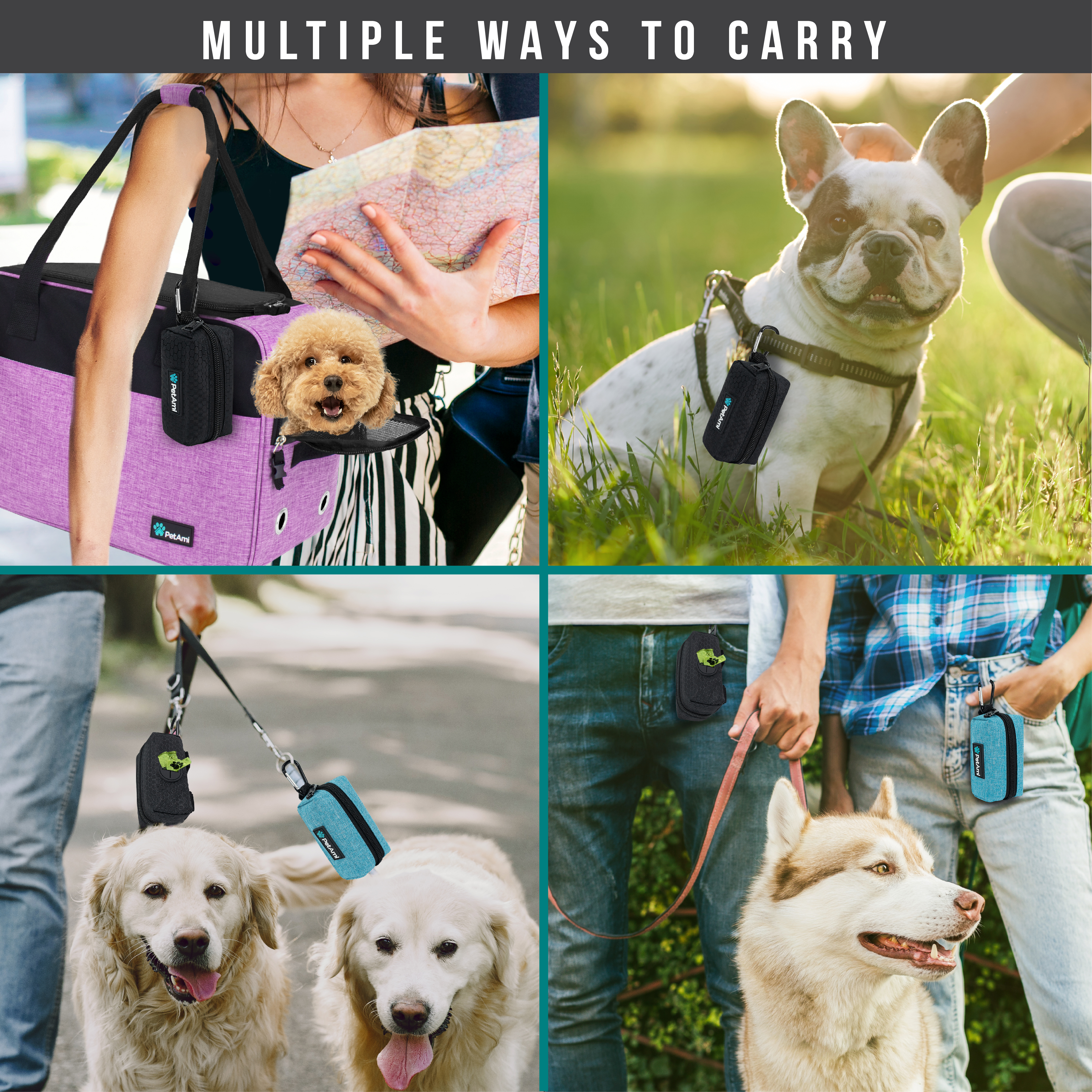 Dog Poop Bag Holder Leash Waste Bag Dispenser Treat Clip Bag Belt Walking Hiking