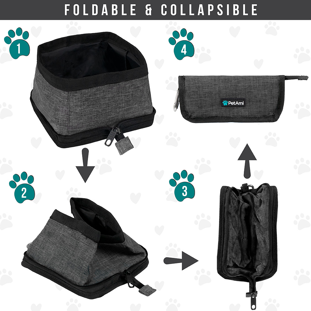 Travel Dog Bowl Collapsible Foldable Expand Water Dish for Pet Cat Food Hiking - Picture 20 of 41