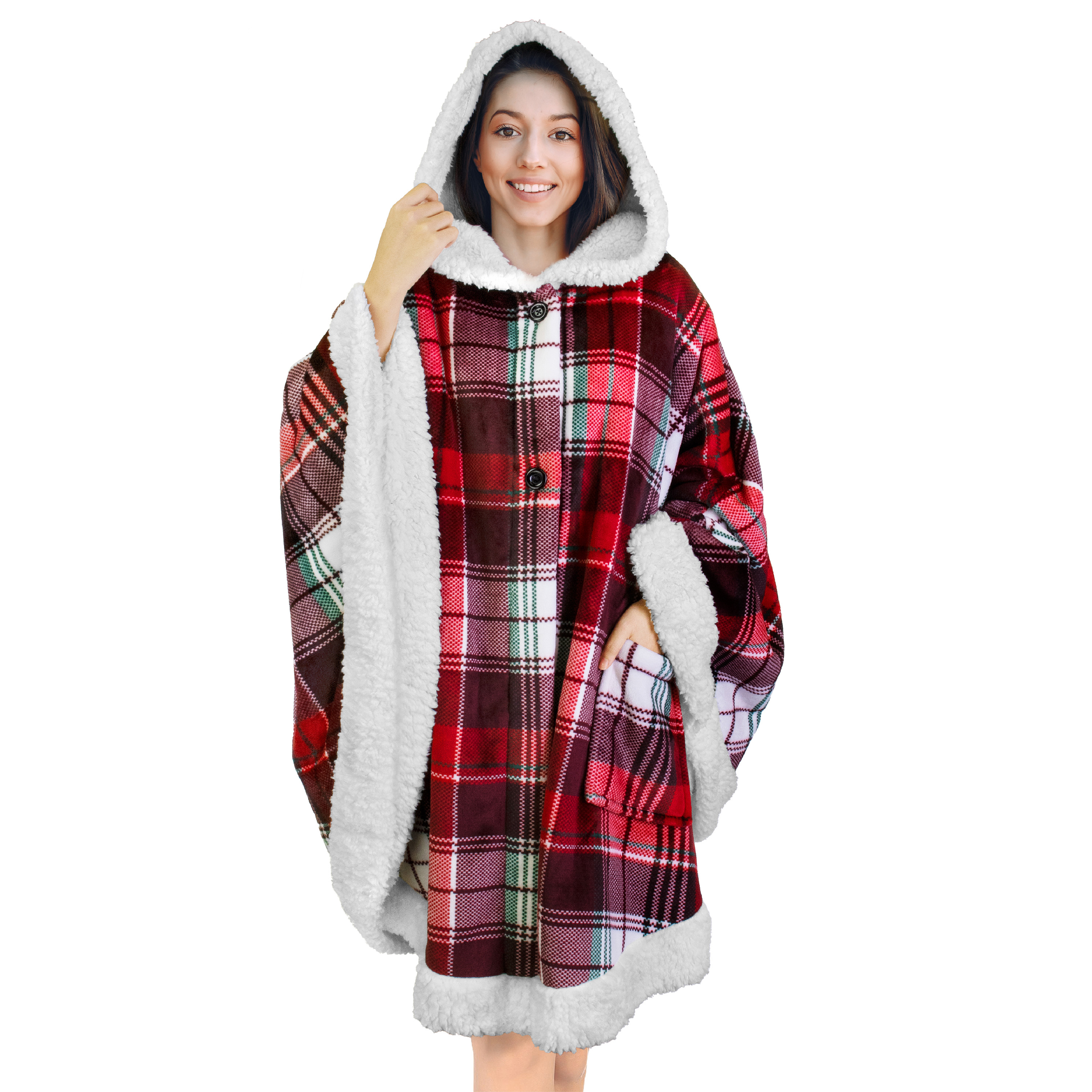 Manta portátil con capucha Angel Wrap para mujer acogedora poncho envolvente capucha tiro para adulto - Imagen 76 de 184
