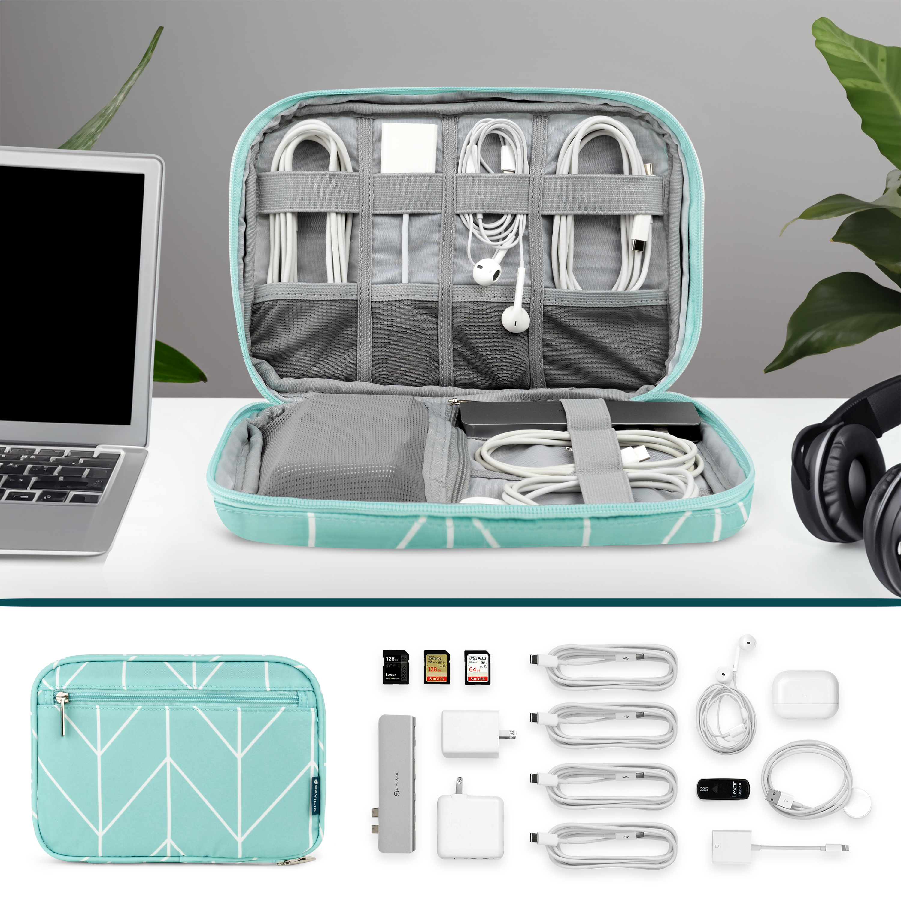 Electronic Accessories USB Cord Charger Cable Organizer Bag Travel Storage Case - Picture 32 of 36