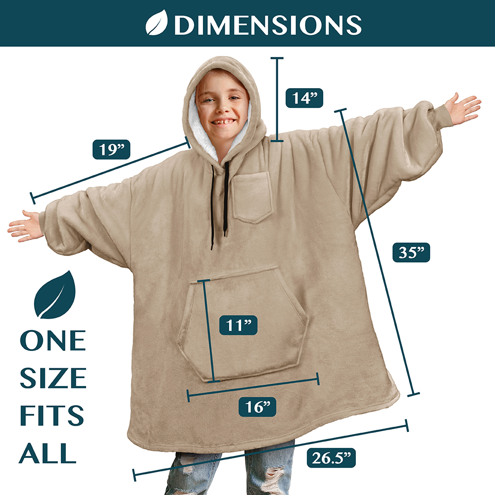 Blanket Sweatshirt Sherpa Lining Comfy Fleece Oversized Hoodie for Kids Teens JR - Picture 54 of 71