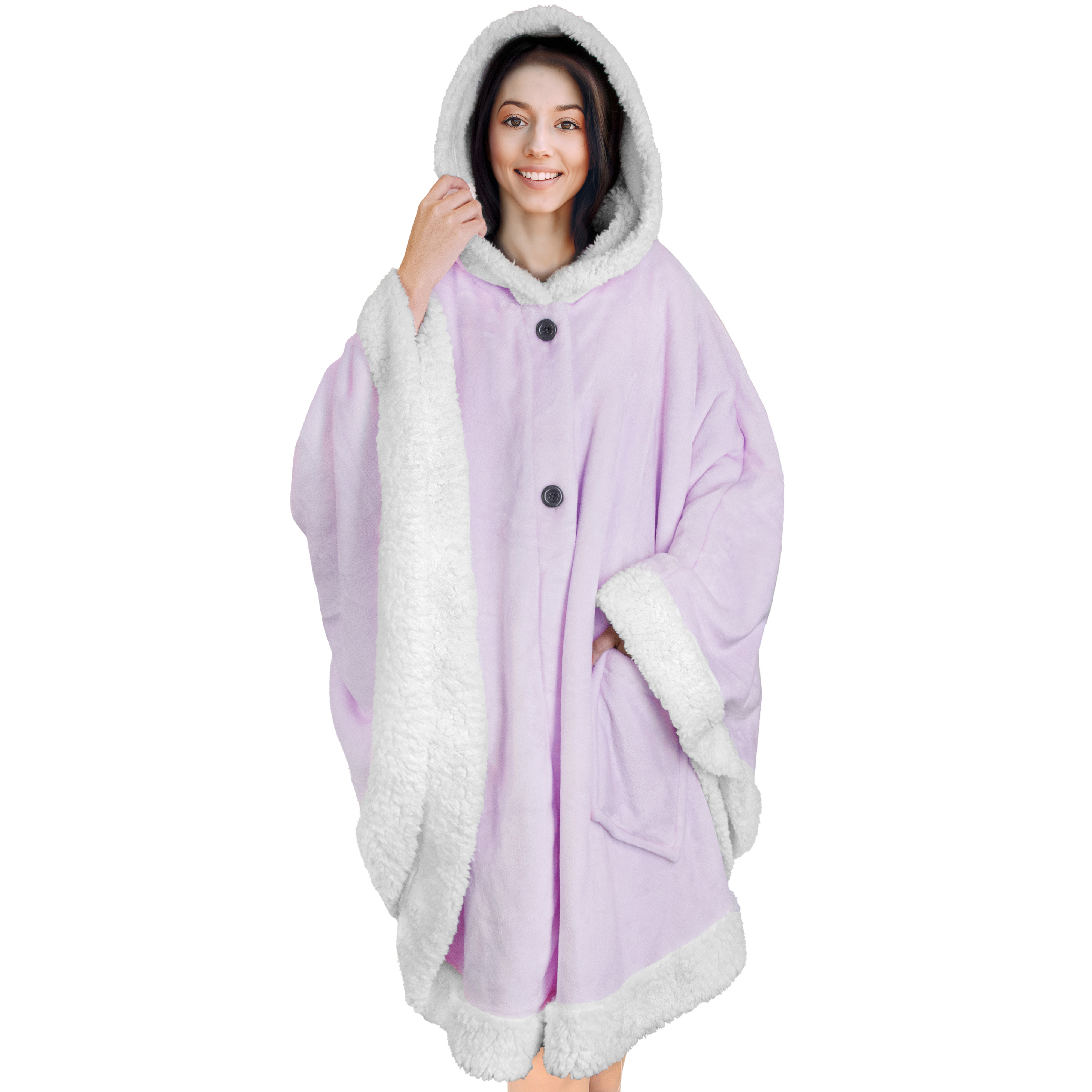 Manta portátil con capucha Angel Wrap para mujer acogedora poncho envolvente capucha tiro para adulto - Imagen 100 de 184