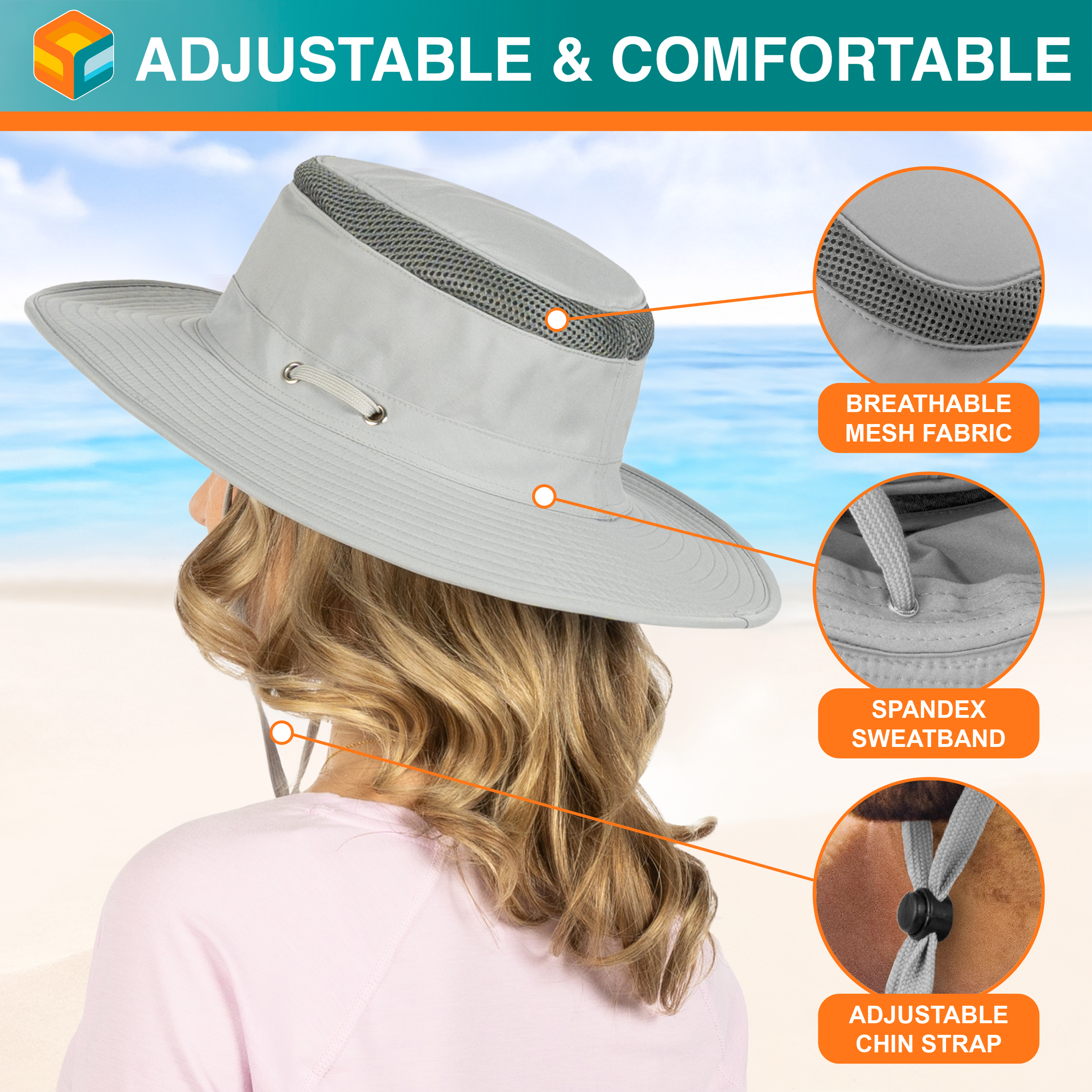 Wide Brim Sun Hat UV Protection Bucket Cap for Hiking Camping Fishing Safari Men - Picture 20 of 47