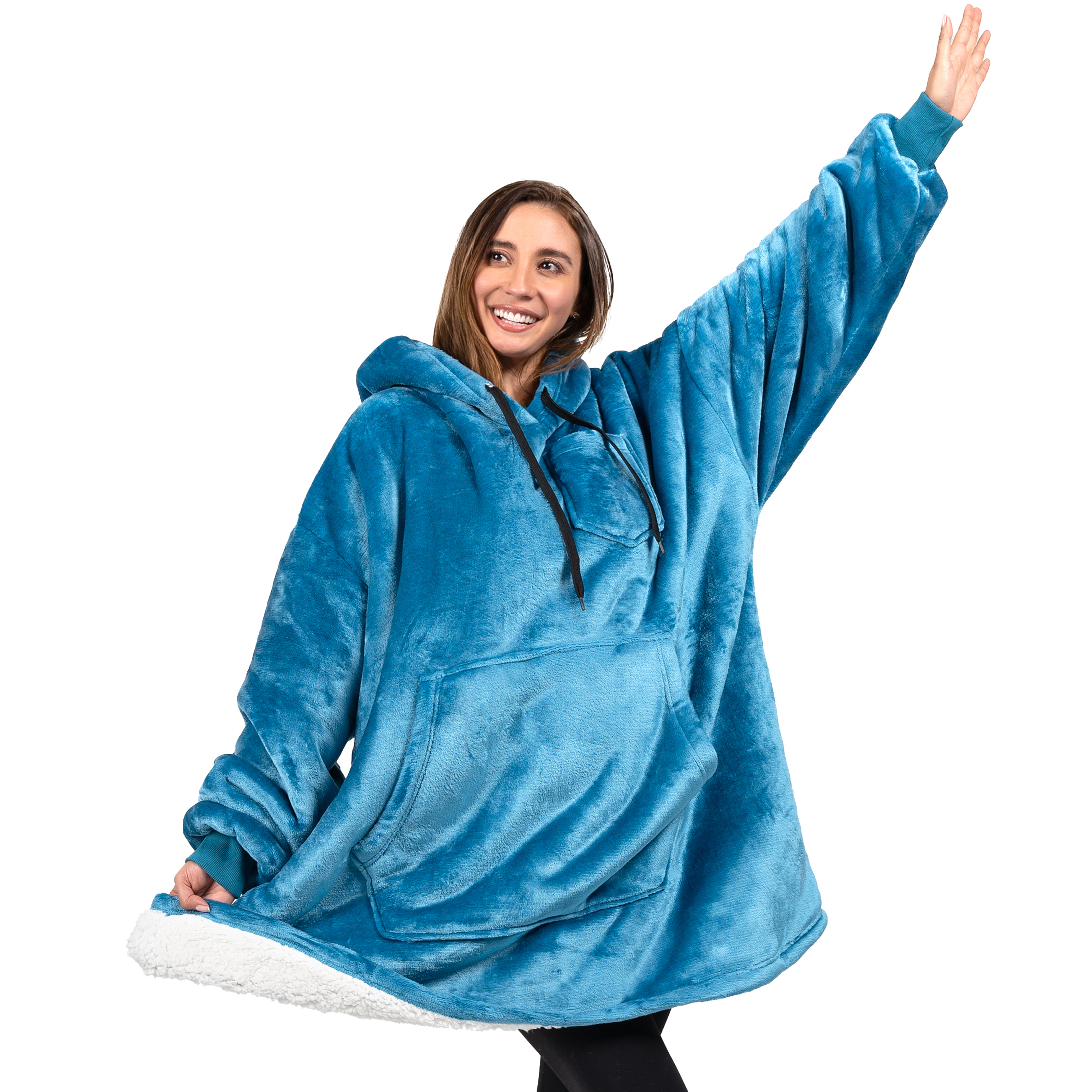Blanket Sweatshirt Sherpa Plush Soft Comfy Fleece Oversized Hoodie Pocket Gift - Picture 100 of 117