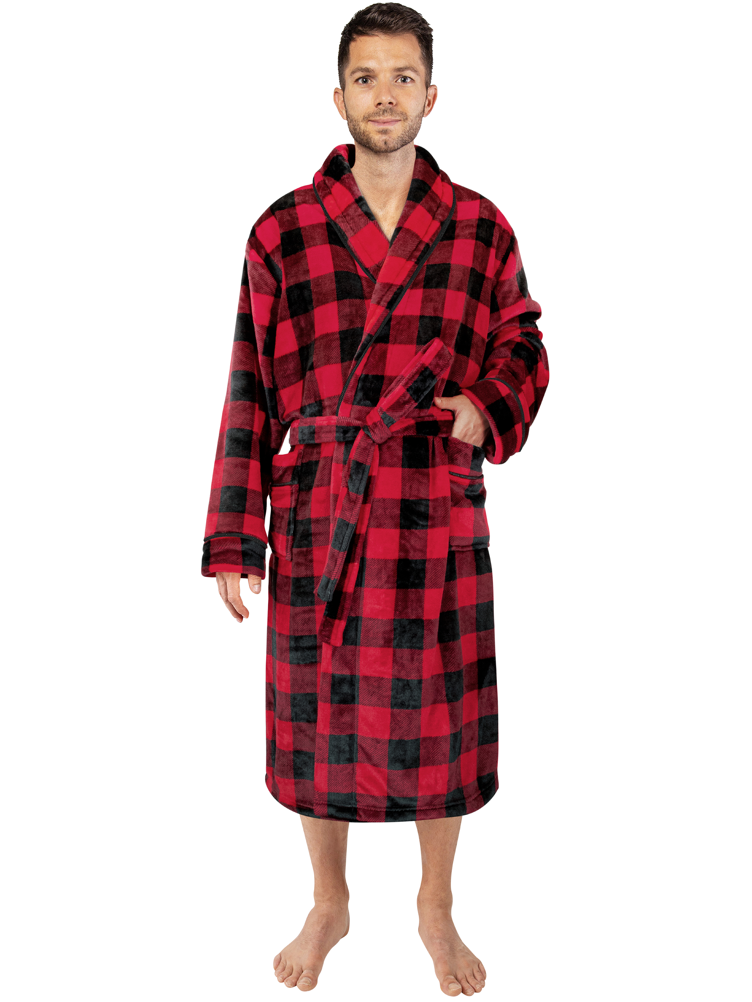 Napa Unisex Fluffy Microfiber Bathrobe - Warm Shawl Collar Spa Robe - One Size (Brown)