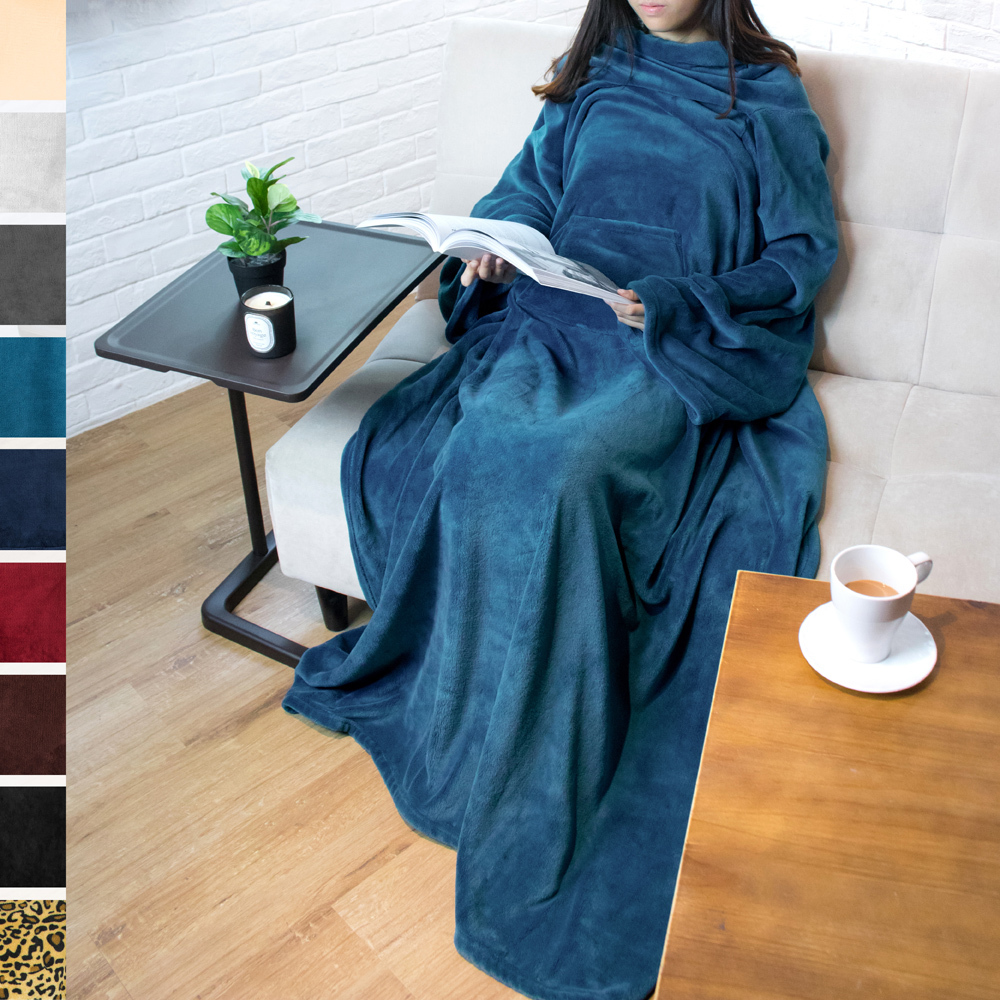 Fleece Wearable TV Blanket with Sleeves Front Pocket Robe Warn Soft Blanket Gift - Picture 61 of 168
