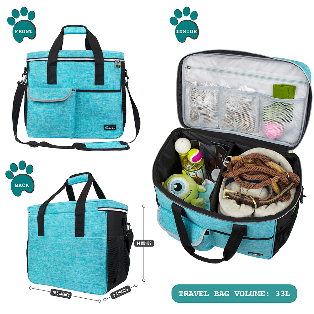 Pet Supply Travel Bag Set Weekend Tote Dog Gear Food