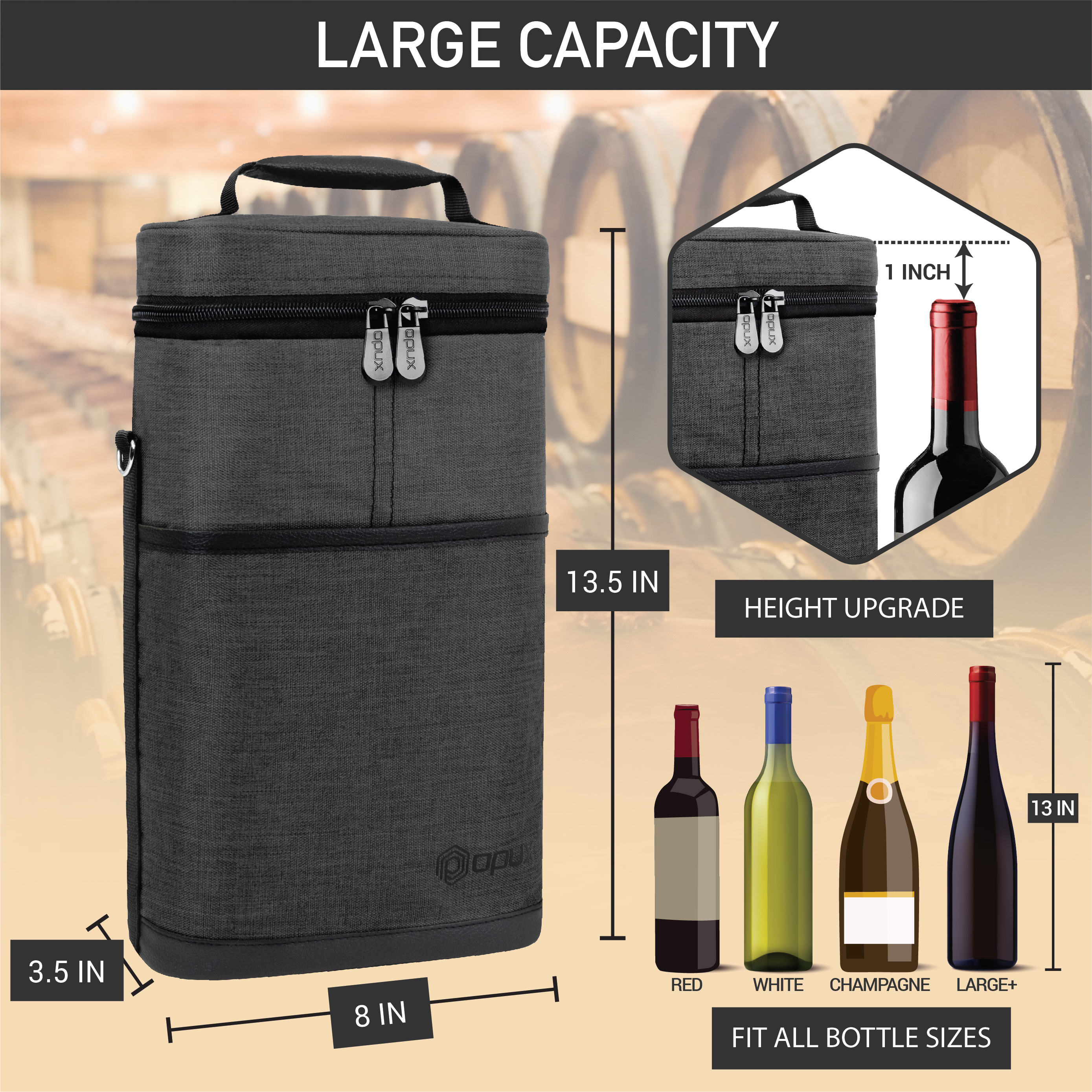Insulated Wine Carrier Tote Bag Two 2 Bottle Padded Cooler Bag Travel Protection - Picture 21 of 85