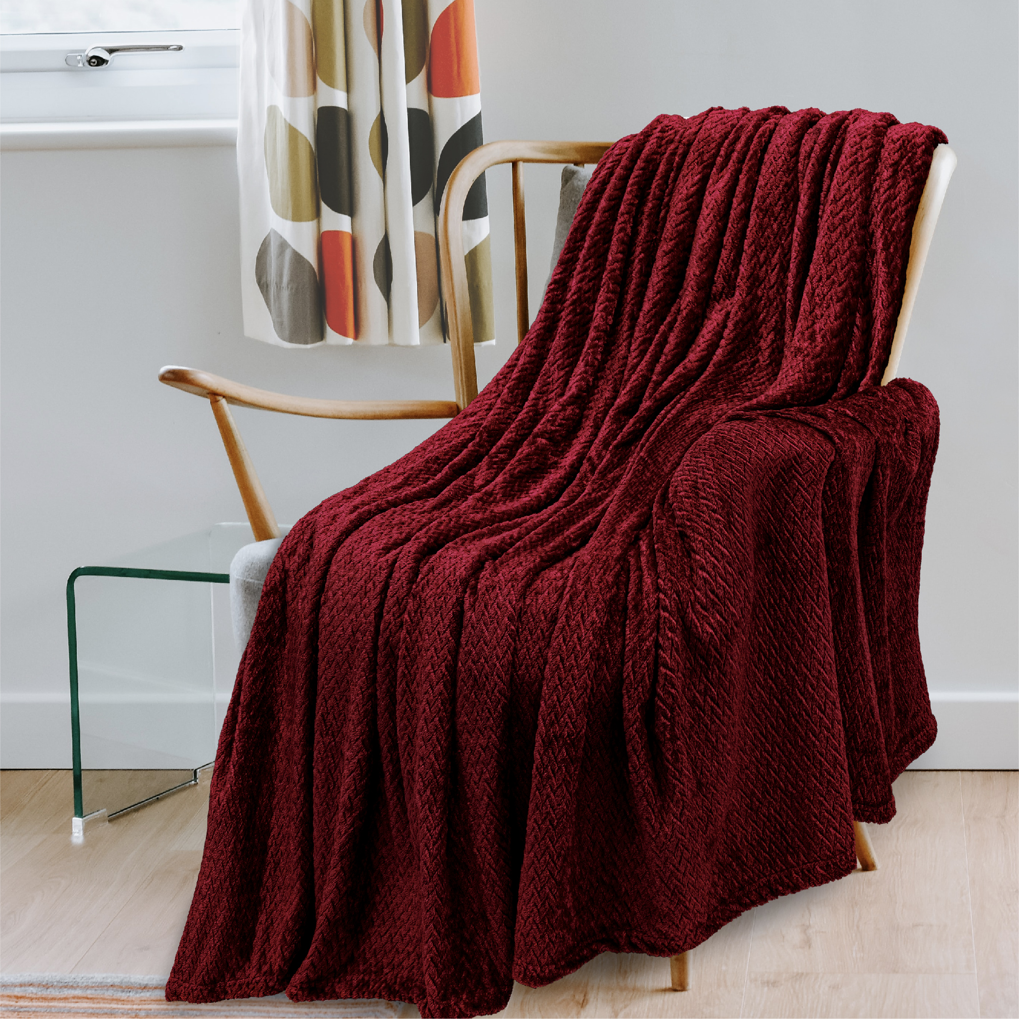 PAVILIA Luxury Soft Plush Wine Red Throw Blanket for Sofa Couch Silky  Velvet for sale online