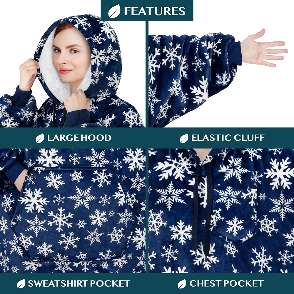 Blanket Sweatshirt Sherpa Plush Soft Comfy Fleece Oversized Hoodie Pocket Gift - Picture 13 of 117