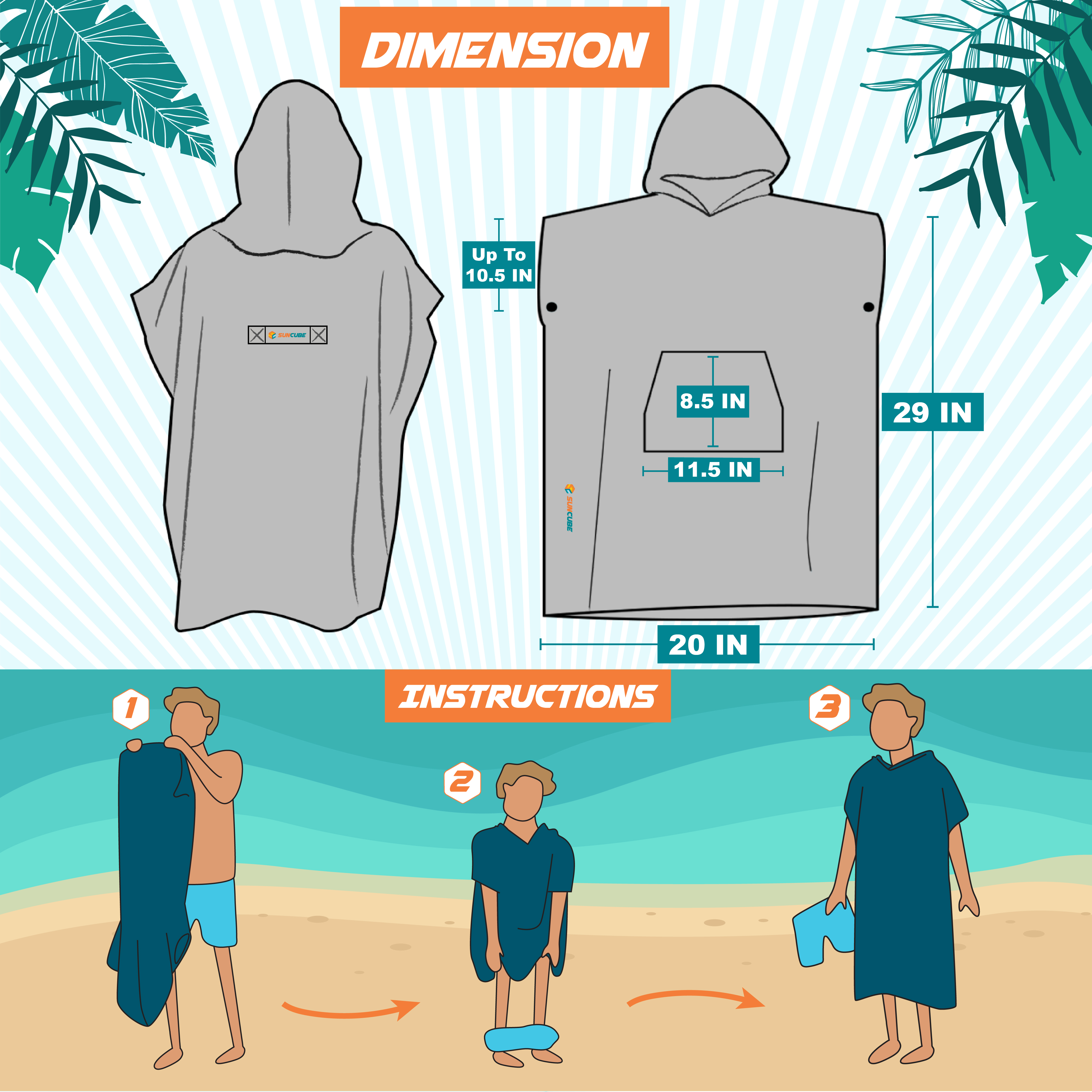 Kids Swim Poncho Hooded Towel Changing Robe for Swim Bath Towel 3-8 Boys Girls - Picture 15 of 71