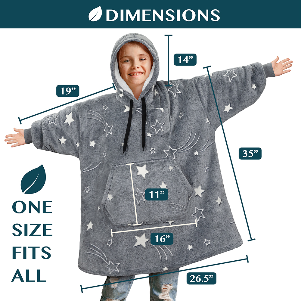 Blanket Sweatshirt Sherpa Lining Comfy Fleece Oversized Hoodie for Kids Teens JR - Picture 19 of 71
