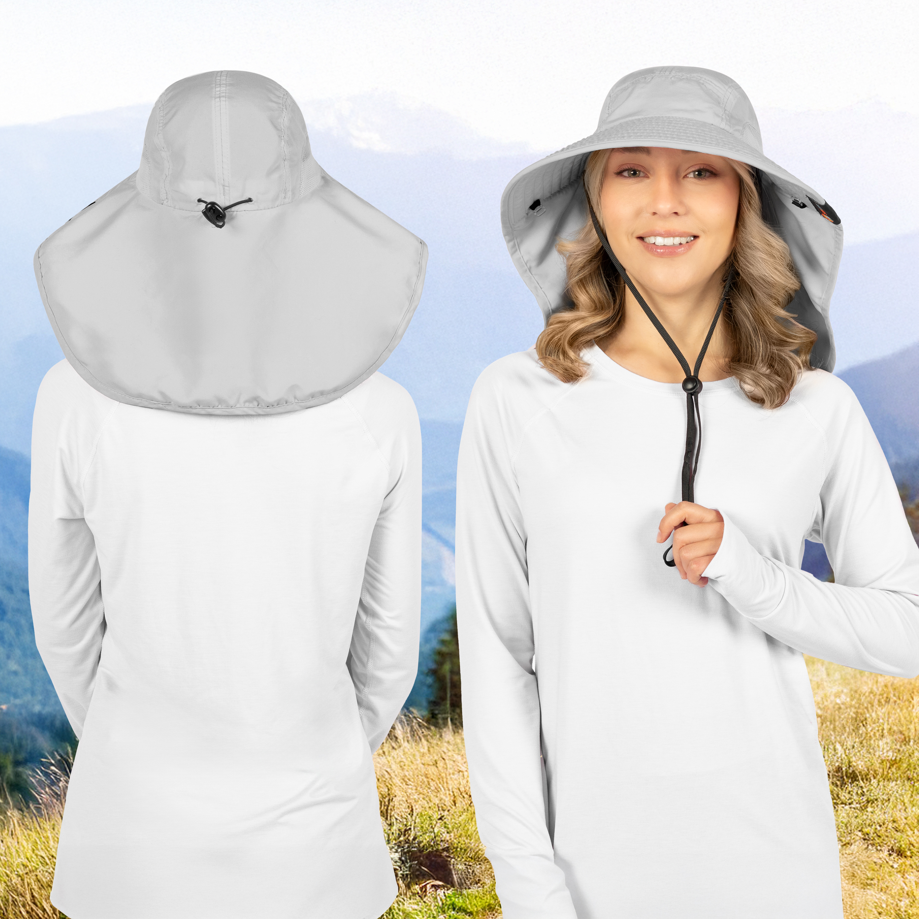Sombrero para el Sol con Solapa para el Cuello Ala Ancha Sombrero para Senderismo 50+UPF Hombres Mujeres Pesca Safari FPS - Imagen 73 de 128