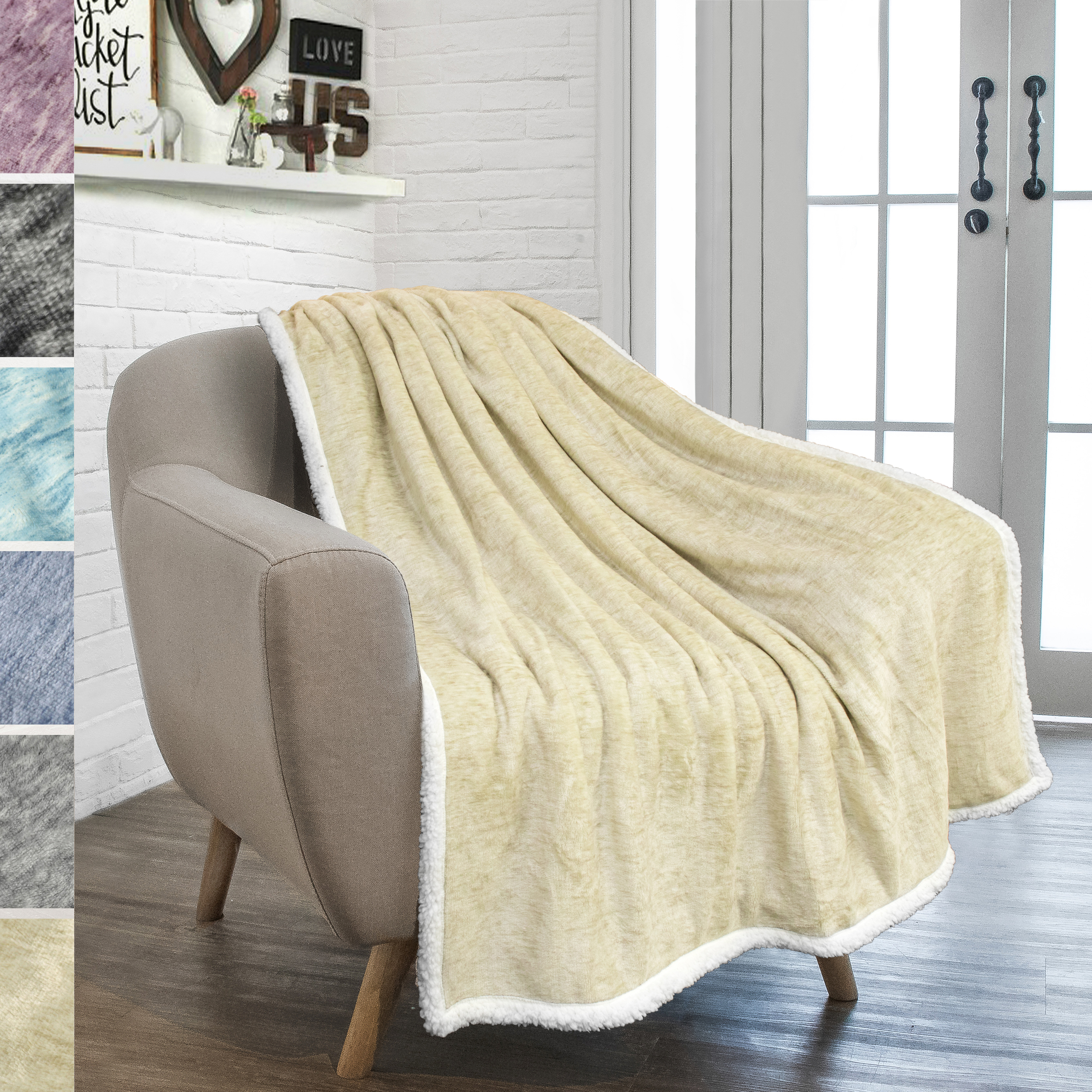 Sherpa Flannel Fleece Reversible Blanket Plush Soft Throw for Bed Couch Sofa - Picture 13 of 59