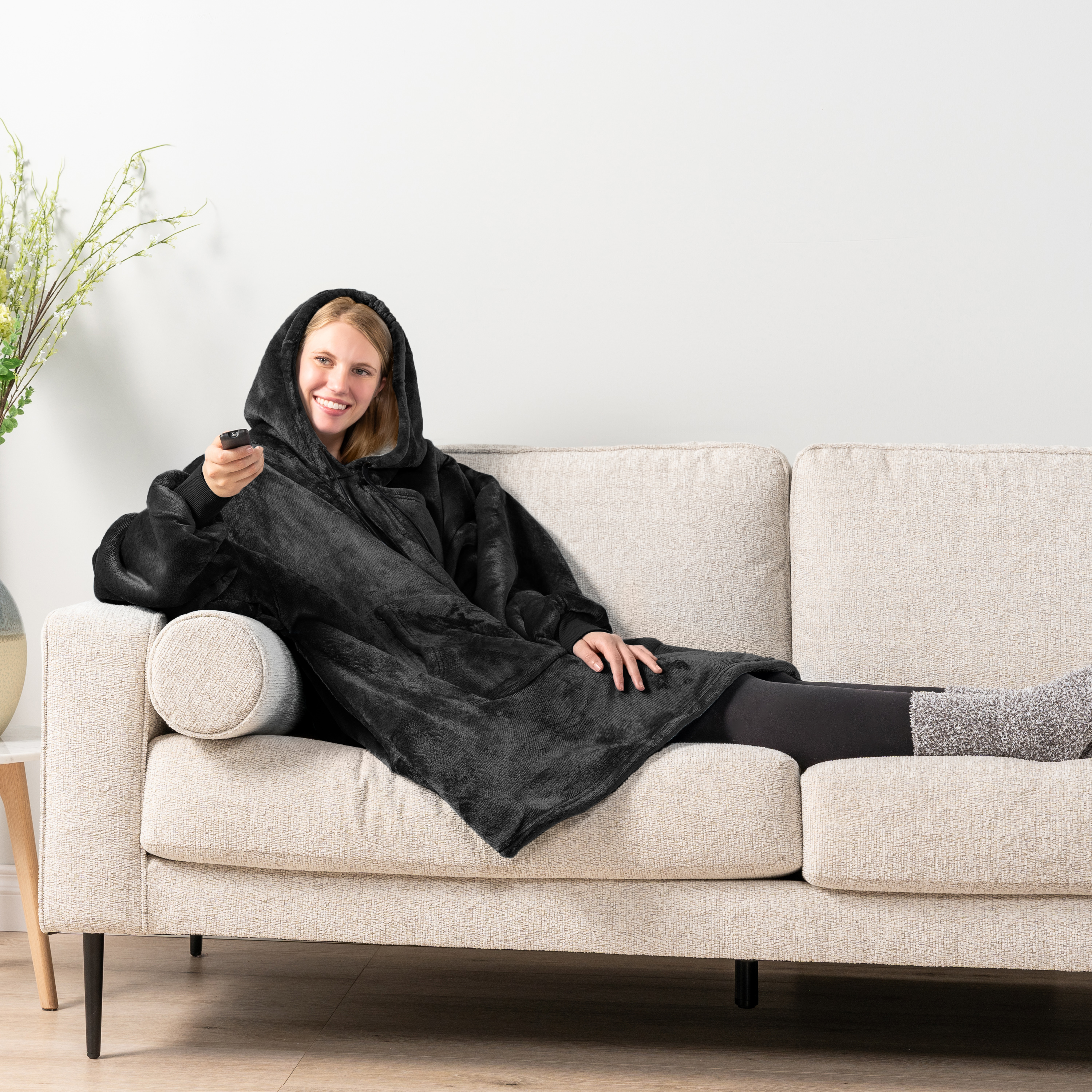 Manta Sudadera Sherpa Forro Felpa Suave Cómoda Vellón Gran Tamaño Sudadera con Capucha Bolsillo - Imagen 7 de 118