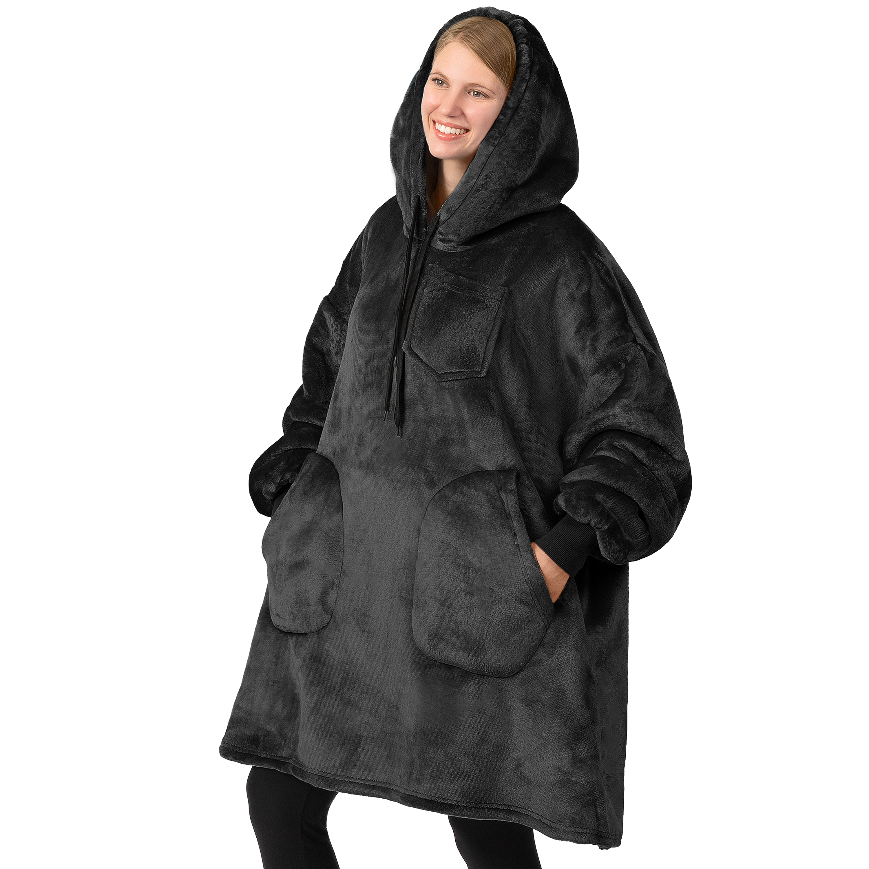 Manta Sudadera Sherpa Forro Felpa Suave Cómoda Vellón Gran Tamaño Sudadera con Capucha Bolsillo - Imagen 2 de 118