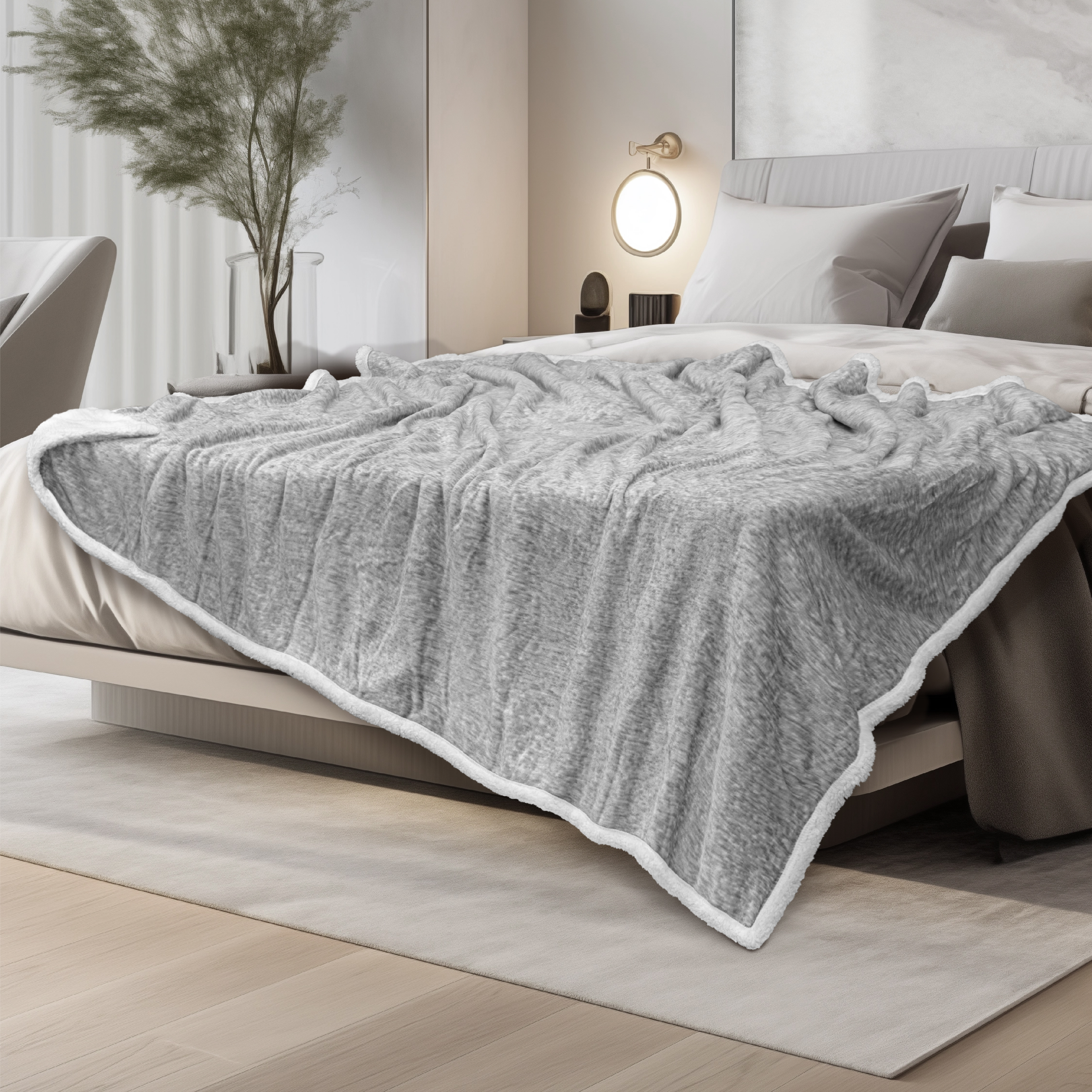 Sherpa Throw Blanket Fleece Reversible Plush Cozy Soft Throw for Bed Couch Sofa