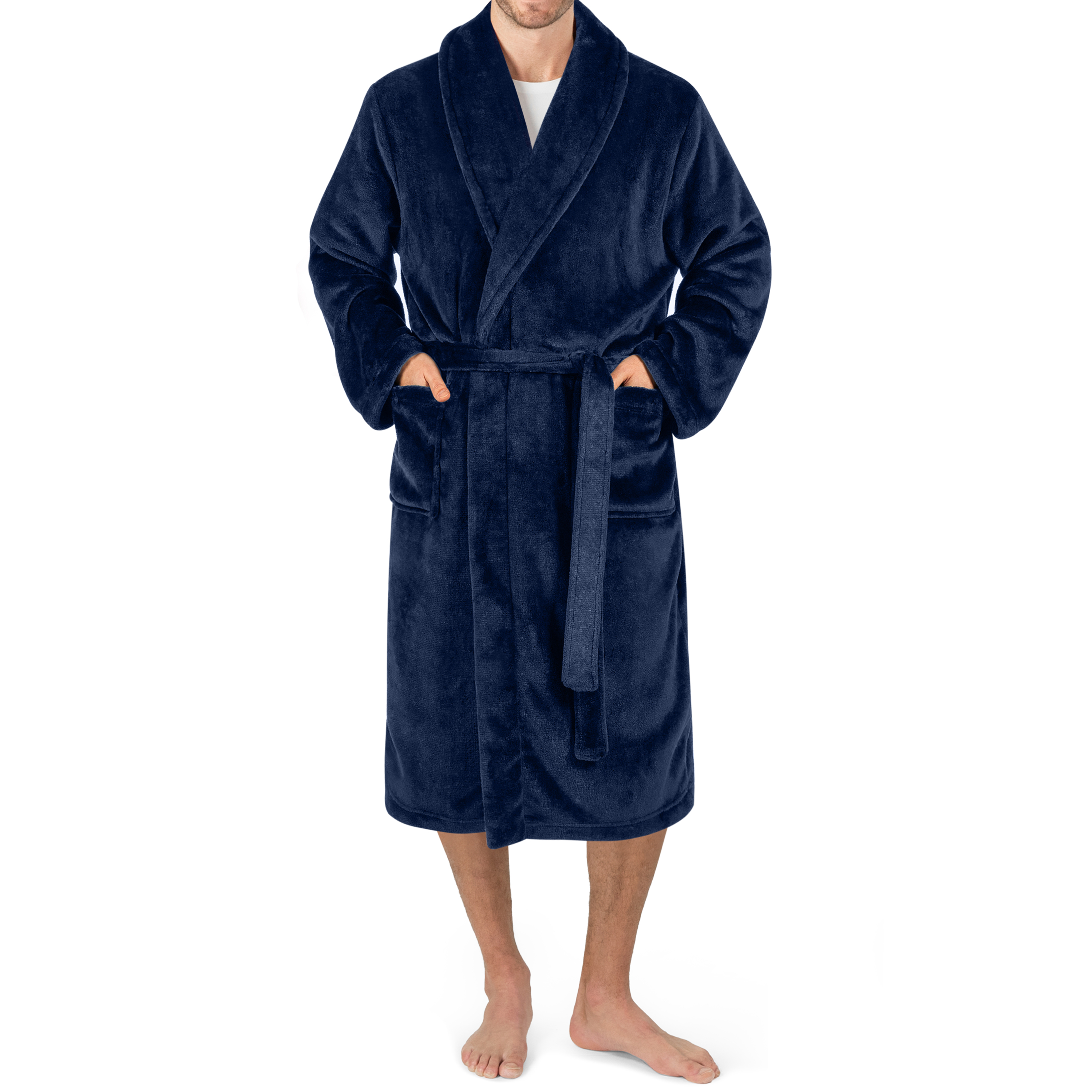 Leichter Herren Morgenmantel Mikrofaser Fleece Bademantel Lang Weich Spa Männer Bademantel - Bild 19 von 27