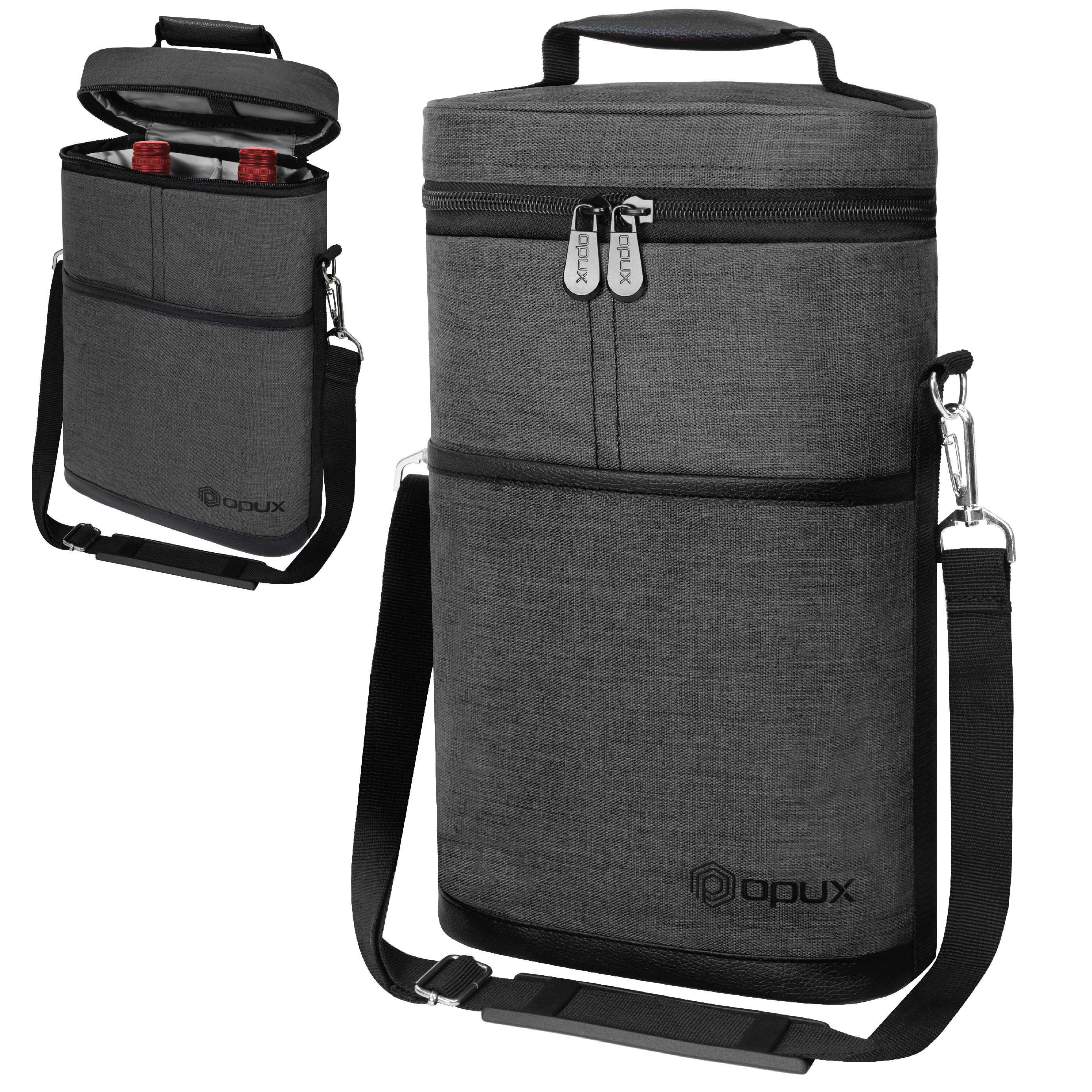 Insulated Wine Carrier Tote Bag Two 2 Bottle Padded Cooler Bag Travel Protection - Picture 19 of 85