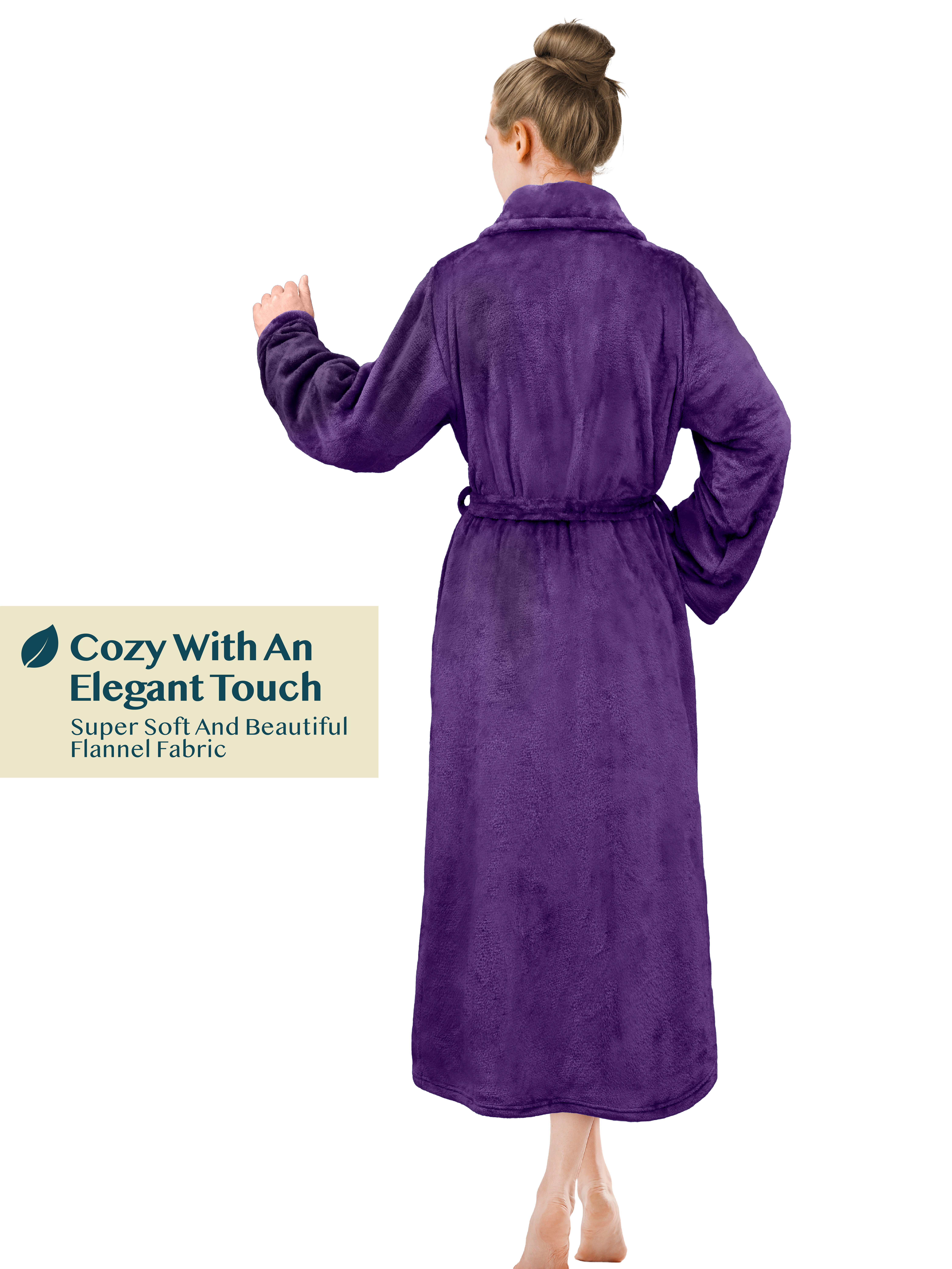 Womens Robe Fleece Bathrobe Long Warm Spa Bath Robe Shower Lightweight Plus Size - Picture 31 of 50