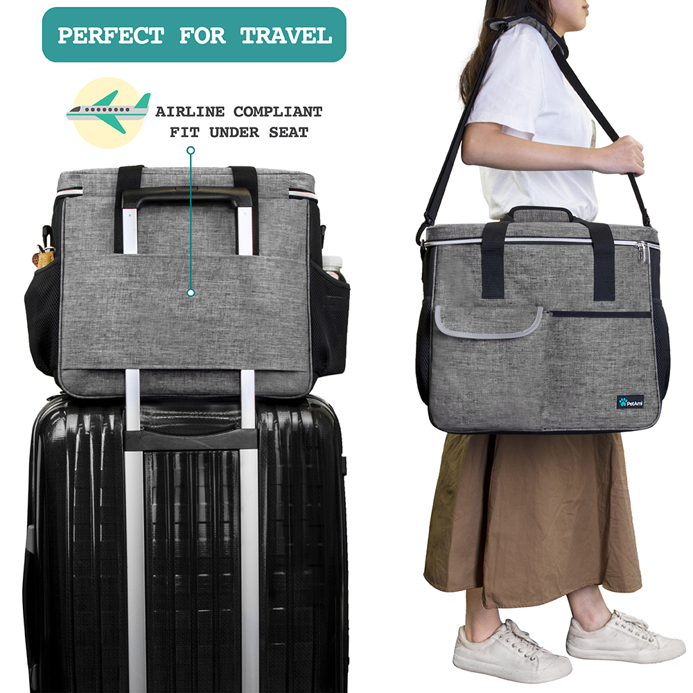 Pet Supply Travel Bag Set Weekend Tote Dog Gear Food Carrier Accessory Organizer - Picture 17 of 59