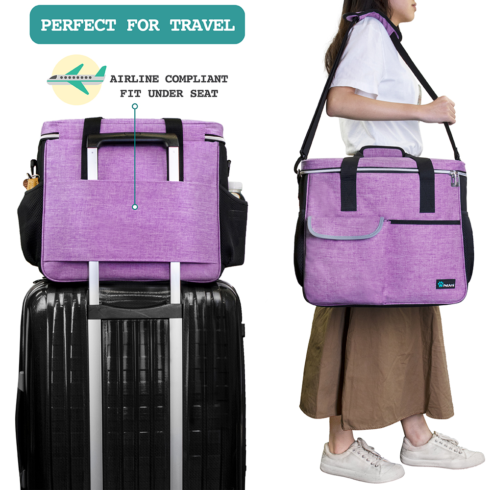 Pet Supply Travel Bag Set Weekend Tote Dog Gear Food Carrier Accessory Organizer - Picture 32 of 59