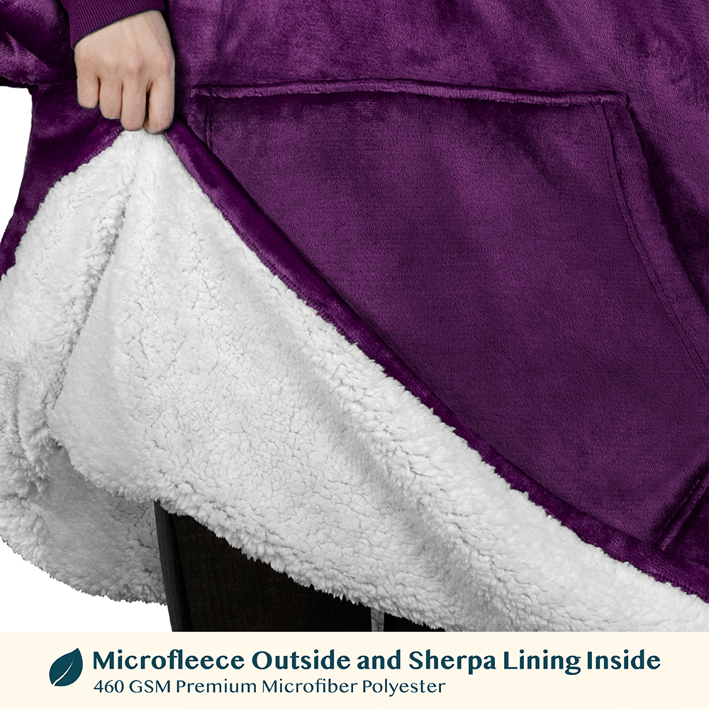 Blanket Sweatshirt Sherpa Lining Plush Soft Comfy Fleece Oversized Hoodie Pocket - Picture 72 of 101