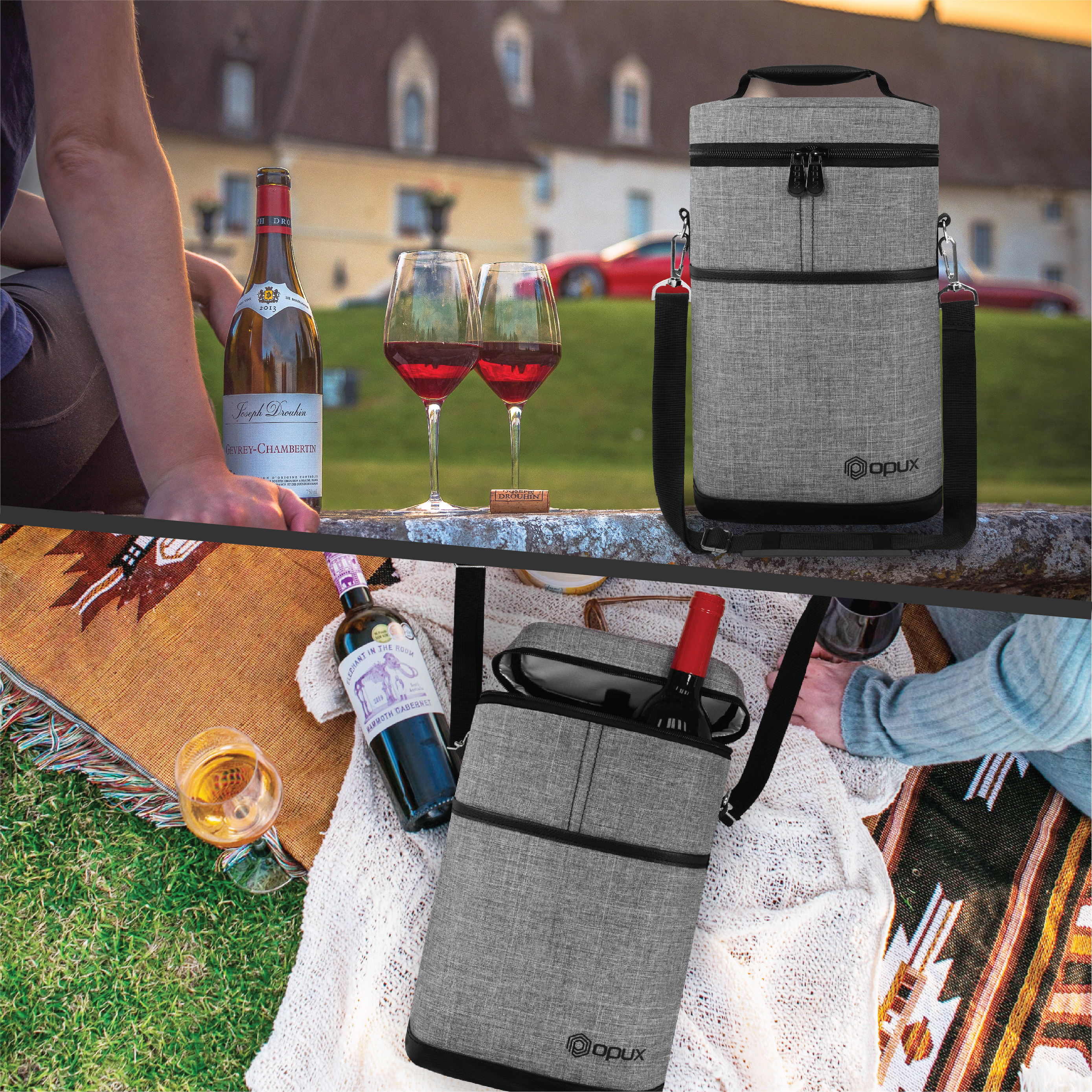 Insulated Wine Carrier Tote Bag Two 2 Bottle Padded Cooler Bag Travel Protection - Picture 49 of 85