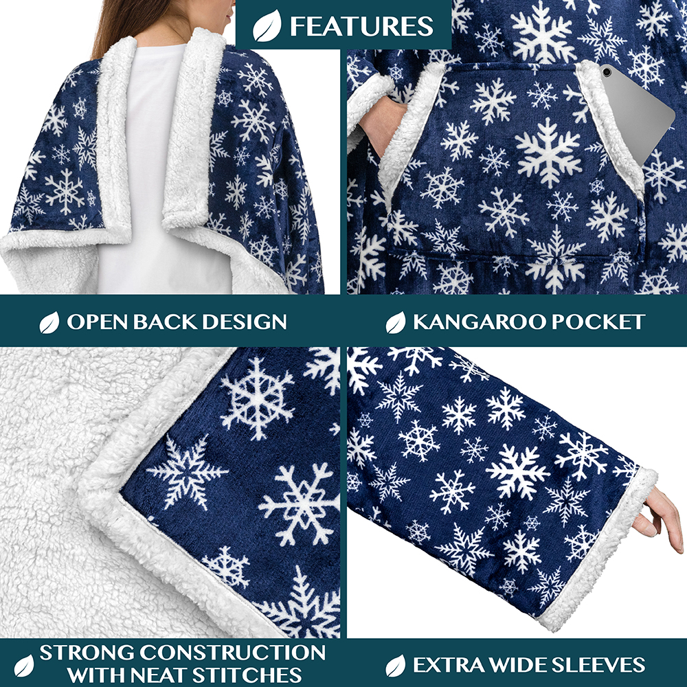 Manta portátil de Navidad con mangas de lana suave vestido acurrucado sofá sofá sofá sofá - Imagen 28 de 57