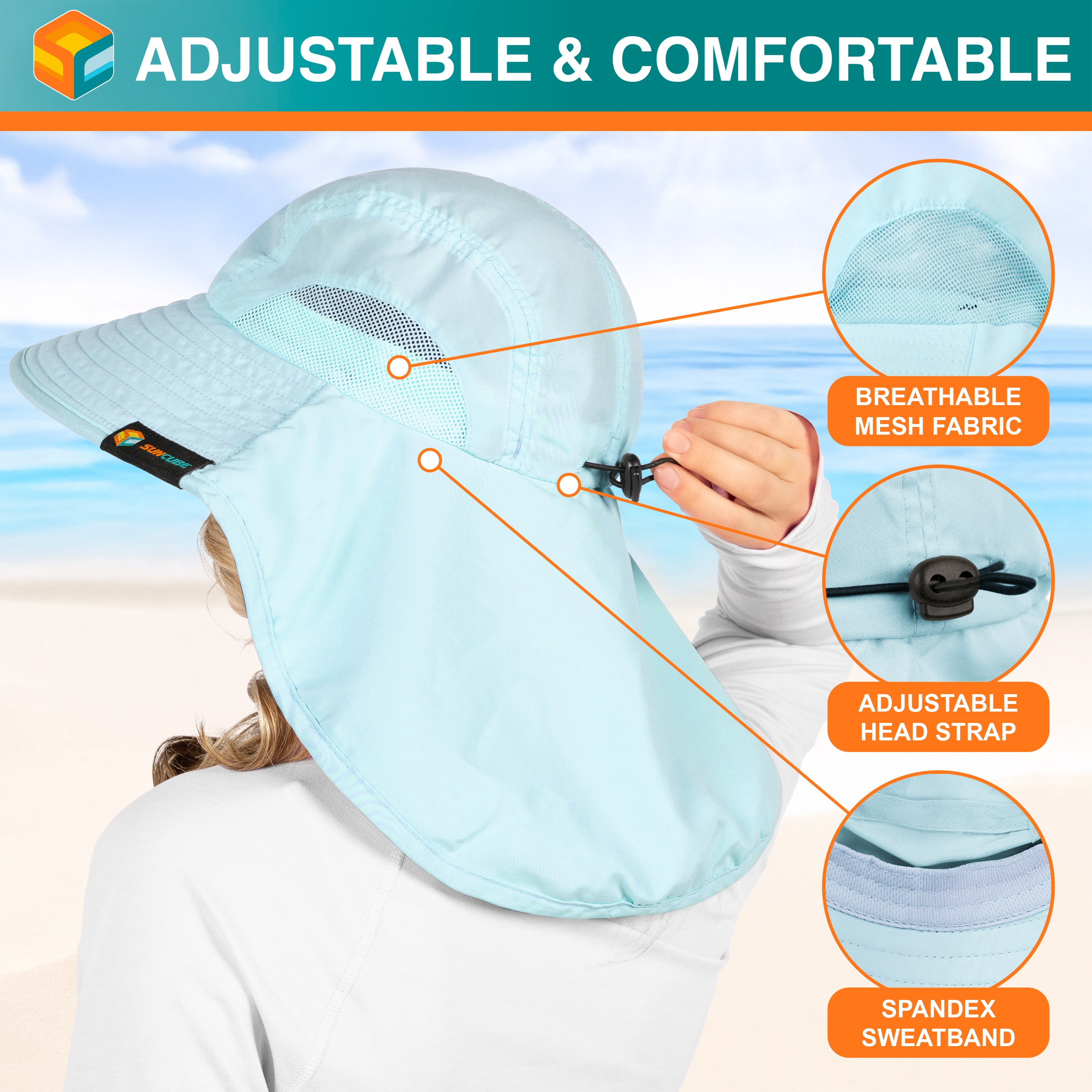 Sombrero para el Sol con Solapa para el Cuello Ala Ancha Sombrero para Senderismo 50+UPF Hombres Mujeres Pesca Safari FPS - Imagen 66 de 128