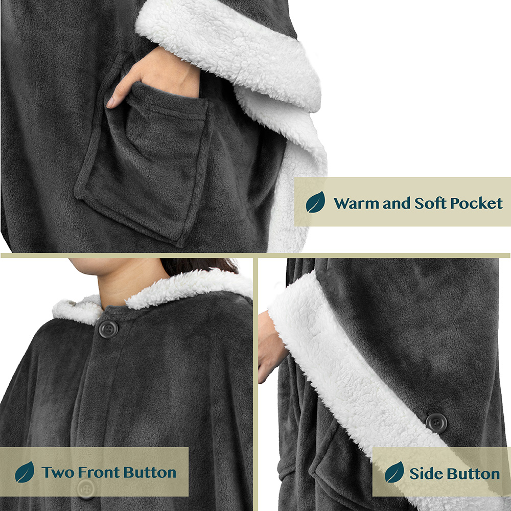 Manta portátil con capucha Angel Wrap para mujer acogedora poncho envolvente capucha tiro para adulto - Imagen 34 de 184