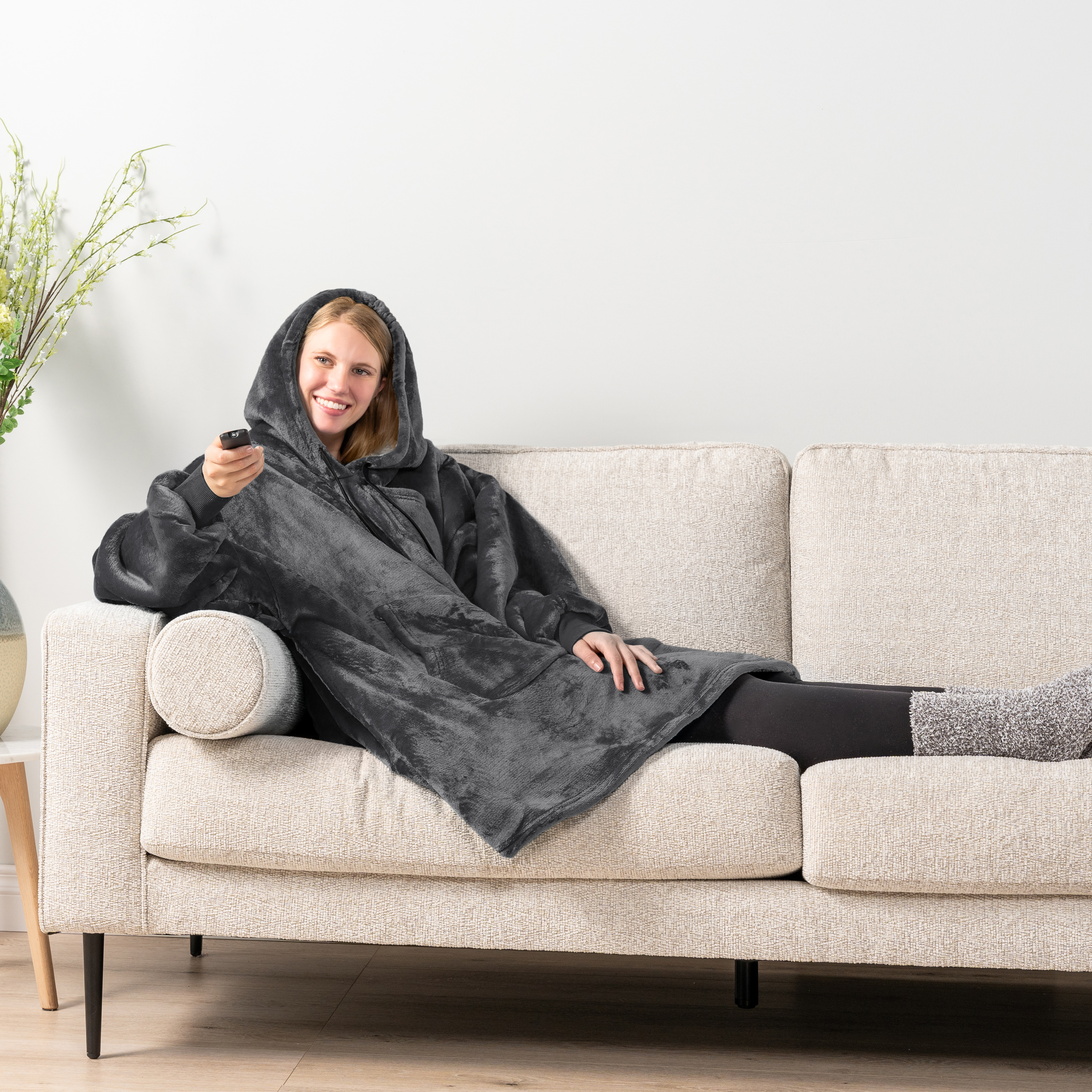 Manta Sudadera Sherpa Forro Felpa Suave Cómoda Vellón Gran Tamaño Sudadera con Capucha Bolsillo - Imagen 51 de 118