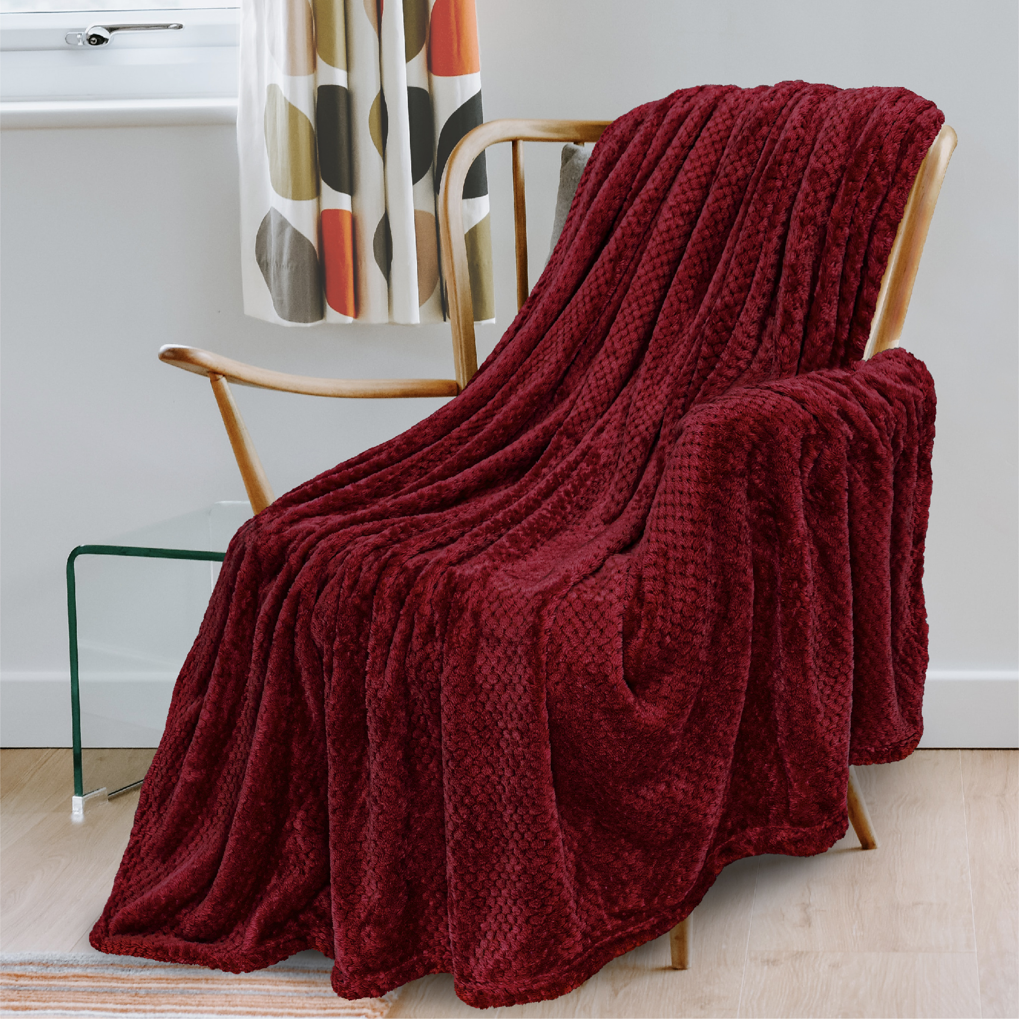 Throw Blanket for Sofa Couch Bed Lightweight Microfiber Polyester Waffle Pattern - Picture 188 of 190