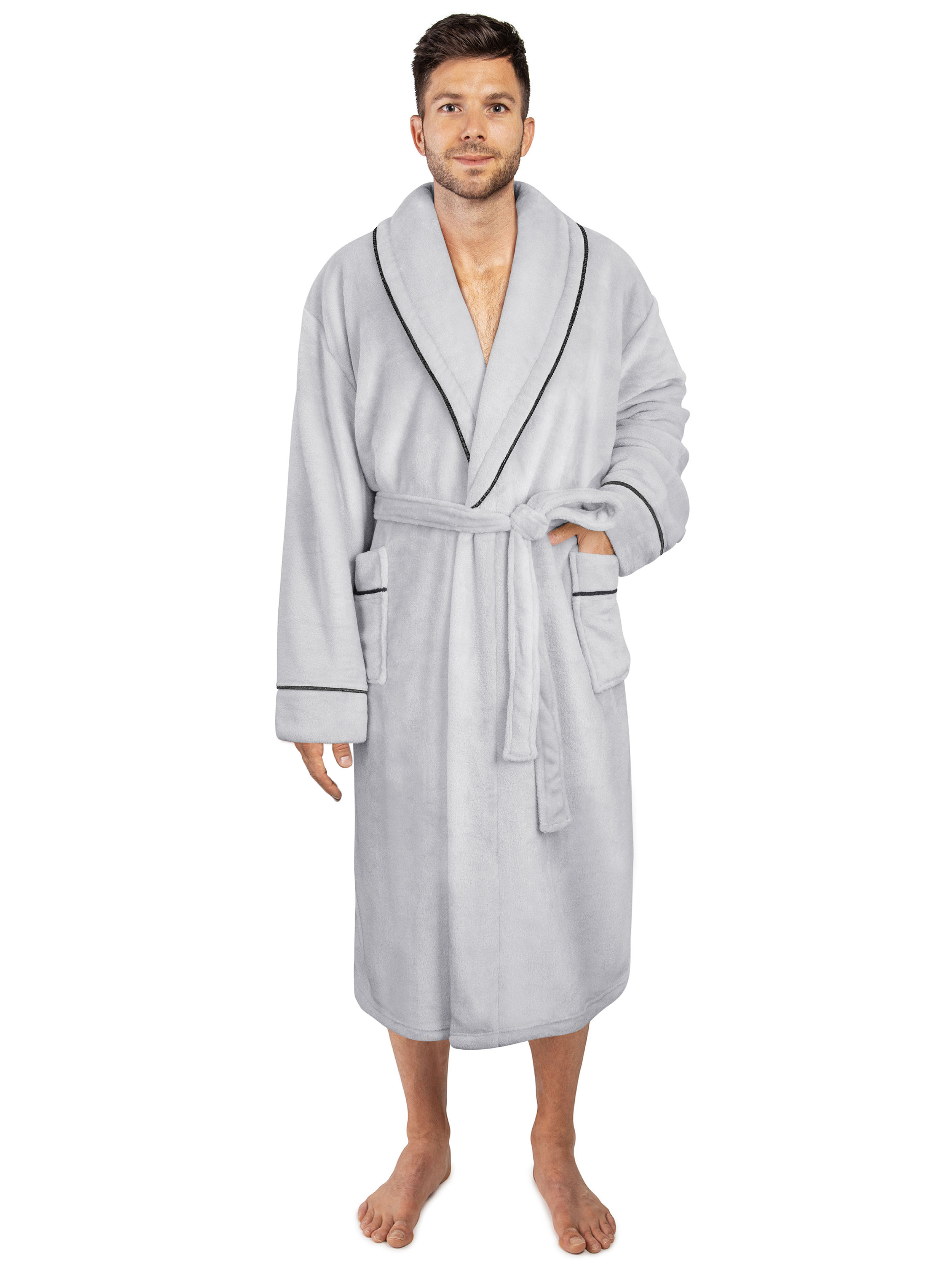 Richie House 100% LUXURY Men Soft Fleece Long Collar Bath Robe Spa Sle
