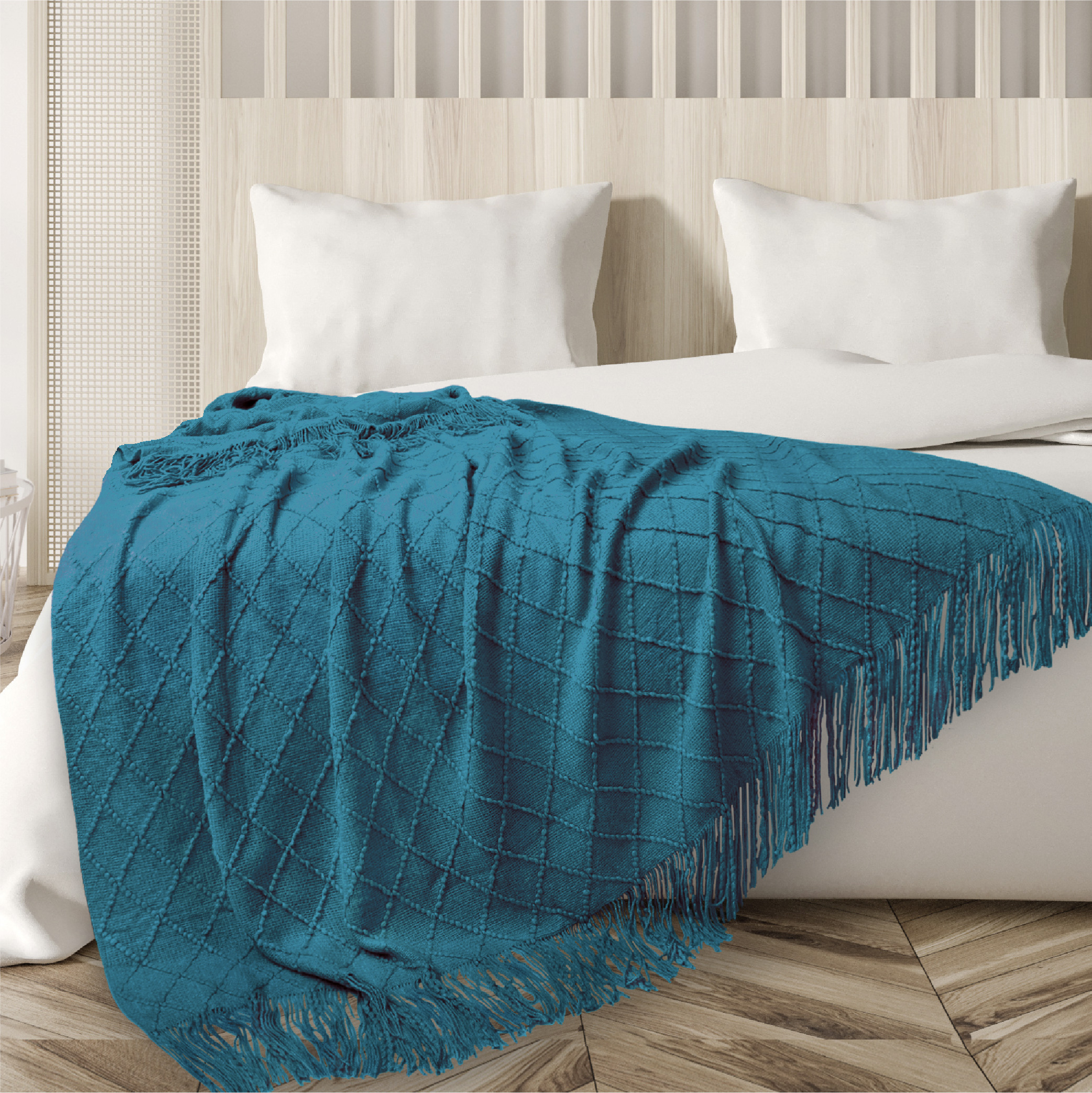 Decorative Fringe Throw Blanket for Couch Bed Sofa Soft Texture Knitted Blanket - Picture 44 of 64