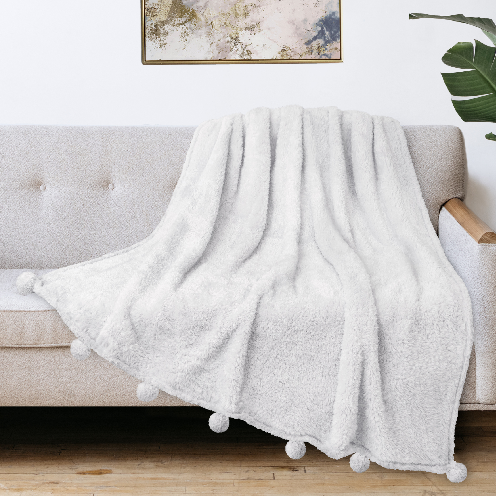 Fluffy Throw Blanket Pom Pom Tassel Soft Blanket Sofa Couch Bed Warm Cute Fuzzy - Picture 65 of 68