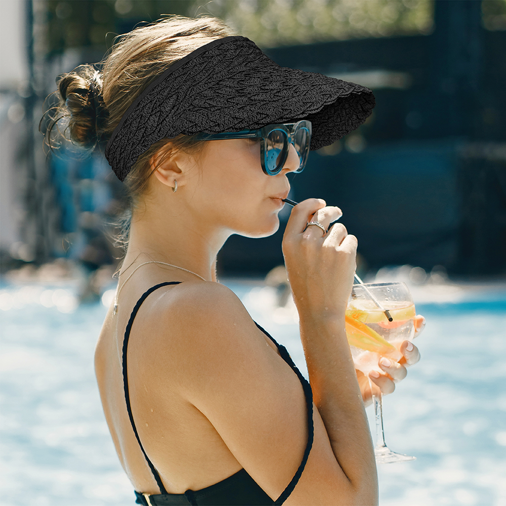 Dropship Sun Visors For Women Wide Brim Straw Hat, UV Protection Foldable  Sun Hat Women Beach Hat to Sell Online at a Lower Price