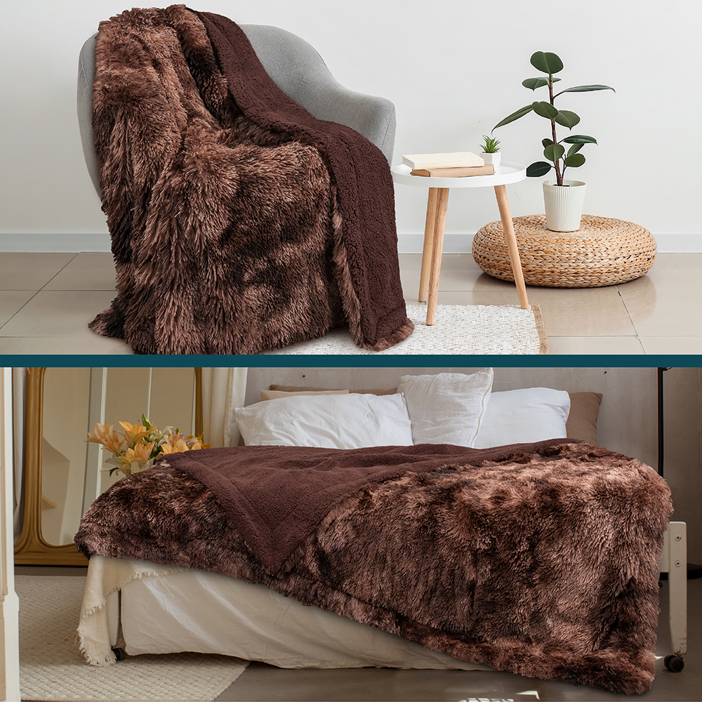 Luxurious Faux Fur Blanket Soft Warm Fluffy Sherpa Sofa Throw Shaggy Soft Plush - Picture 62 of 100