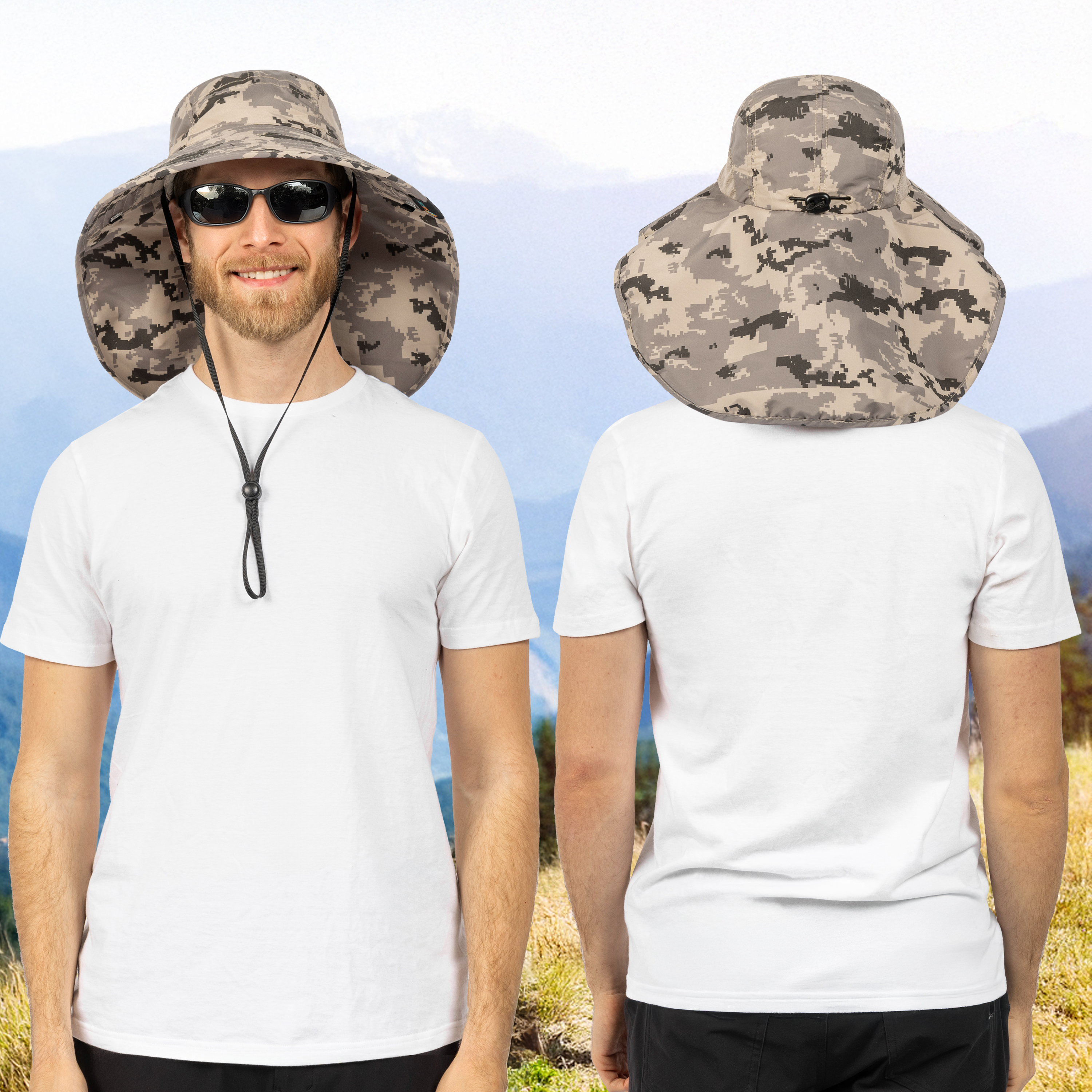 Sombrero para el Sol con Solapa para el Cuello Ala Ancha Sombrero para Senderismo 50+UPF Hombres Mujeres Pesca Safari FPS - Imagen 45 de 128