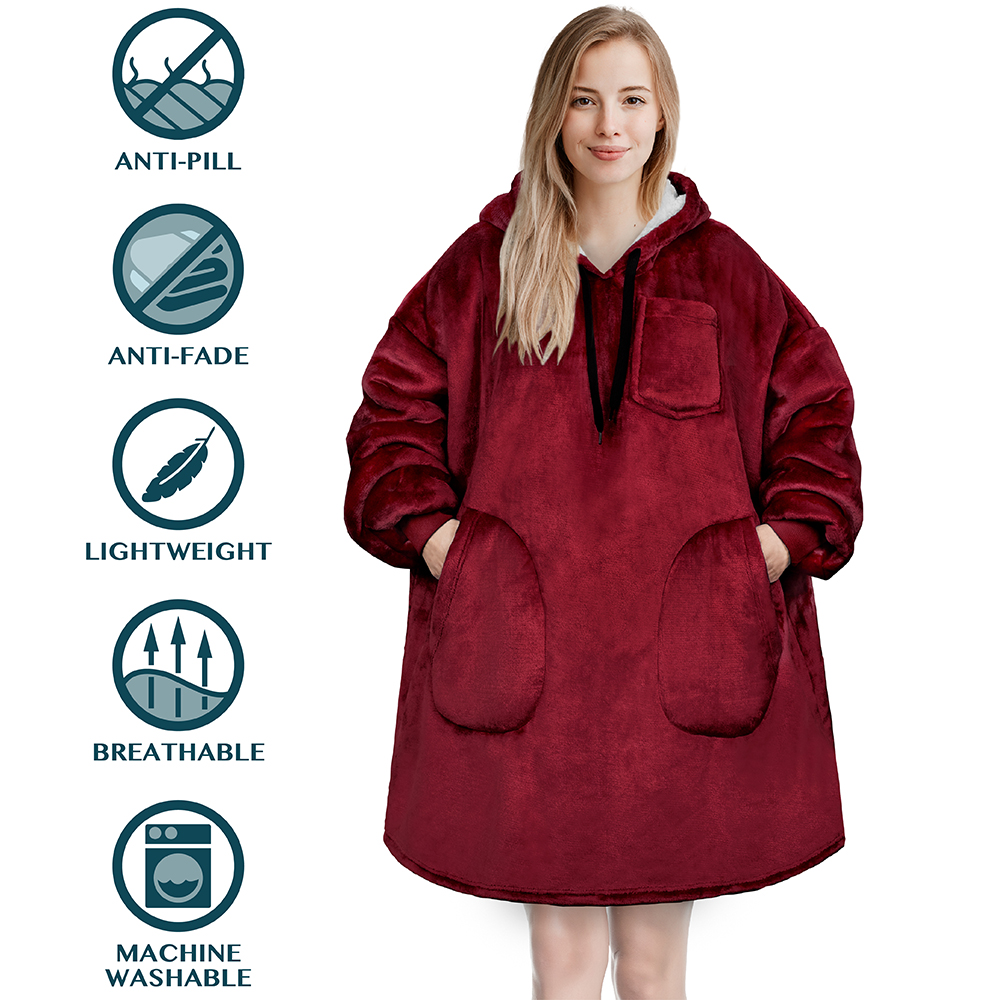 Manta Sudadera Sherpa Forro Felpa Suave Cómoda Vellón Gran Tamaño Sudadera con Capucha Bolsillo - Imagen 118 de 118