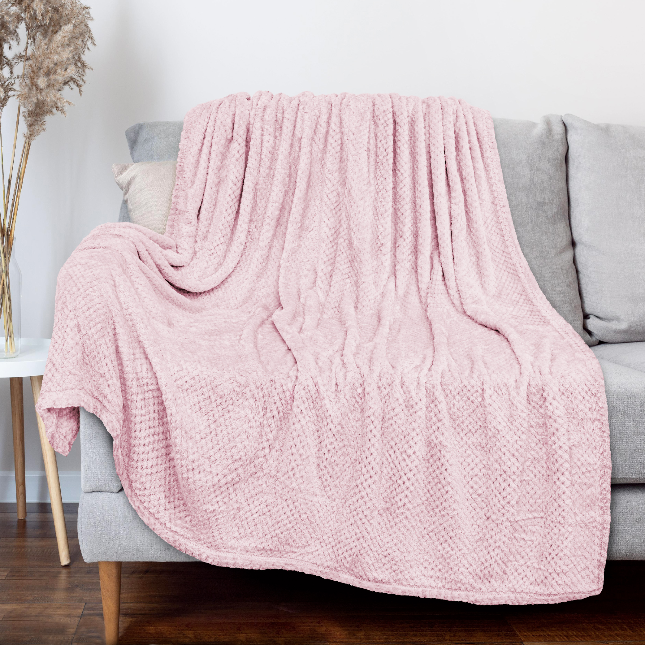 Throw Blanket for Sofa Couch Bed Lightweight Microfiber Polyester Waffle Pattern - Picture 109 of 190