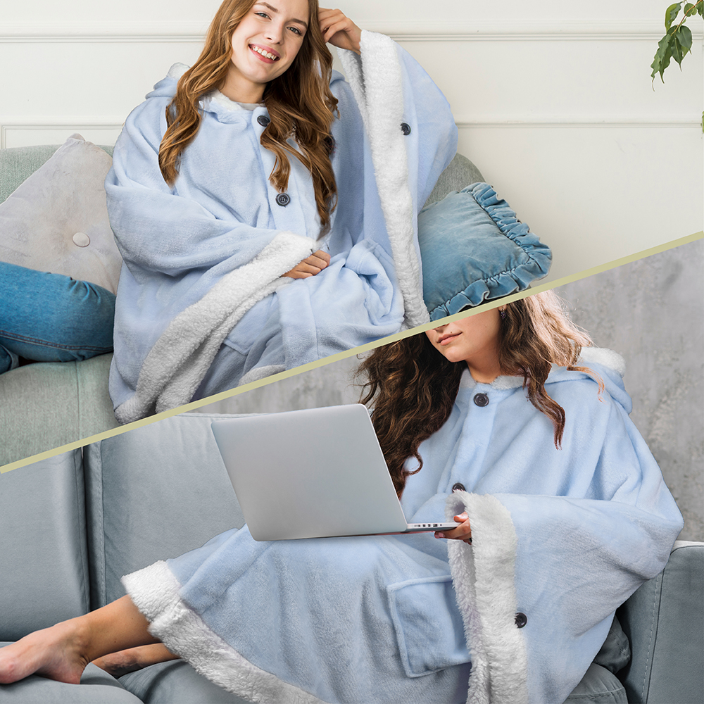 Manta portátil con capucha Angel Wrap para mujer acogedora poncho envolvente capucha tiro para adulto - Imagen 6 de 184