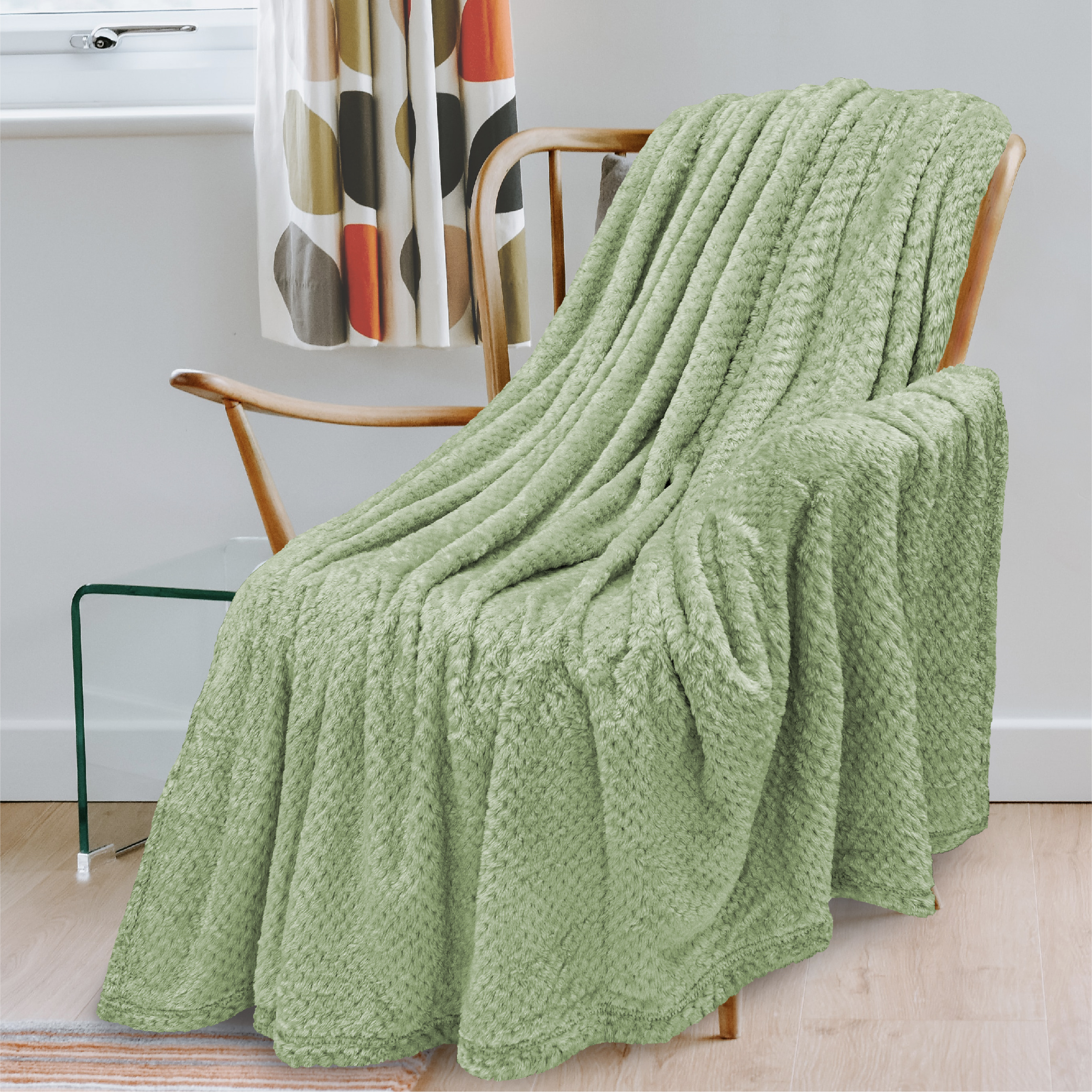 Throw Blanket for Sofa Couch Bed Lightweight Microfiber Polyester Waffle Pattern - Picture 147 of 190